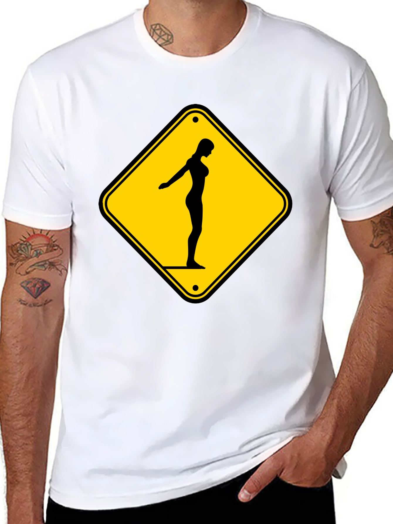 Black Caution Diver Ahead Black T-Shirt view 8