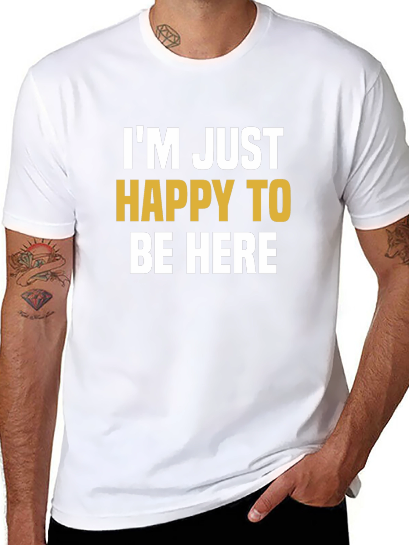 Black Happy To Be Here Graphic T-Shirt view 8