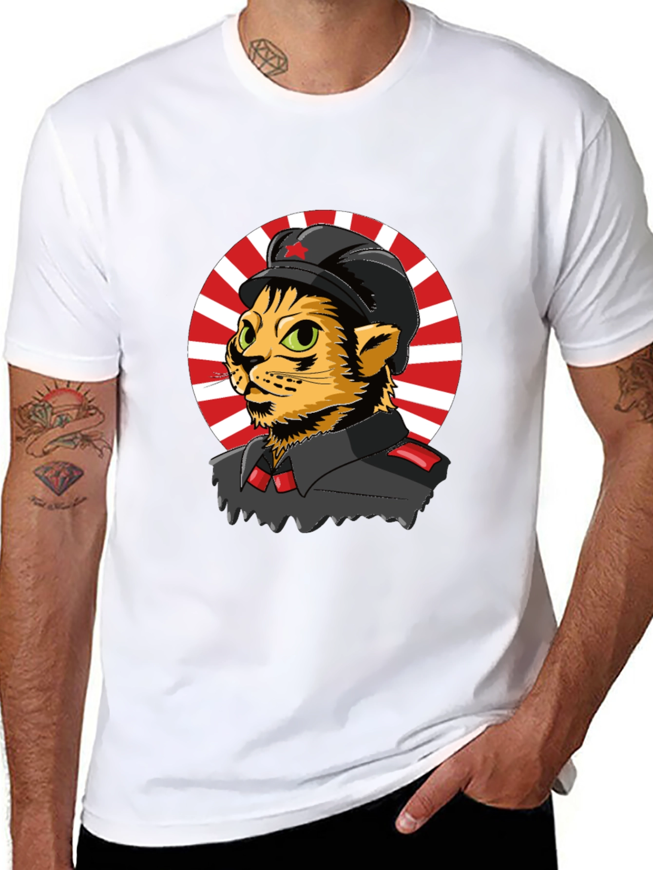 Black Communist Cat T-Shirt - Unique Graphic Tee view 8
