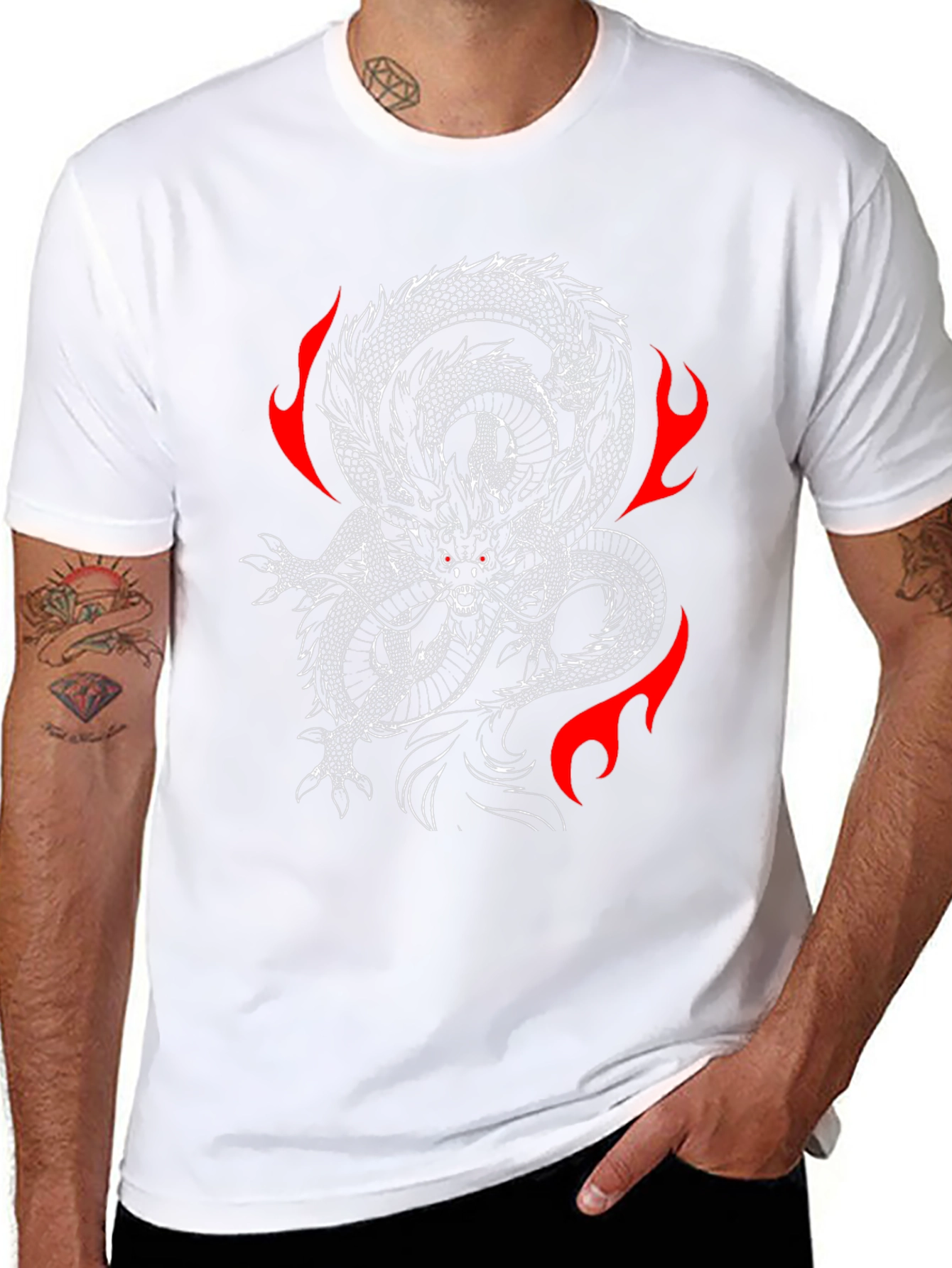 Black Dragon Fire Graphic T-Shirt - Black view 8