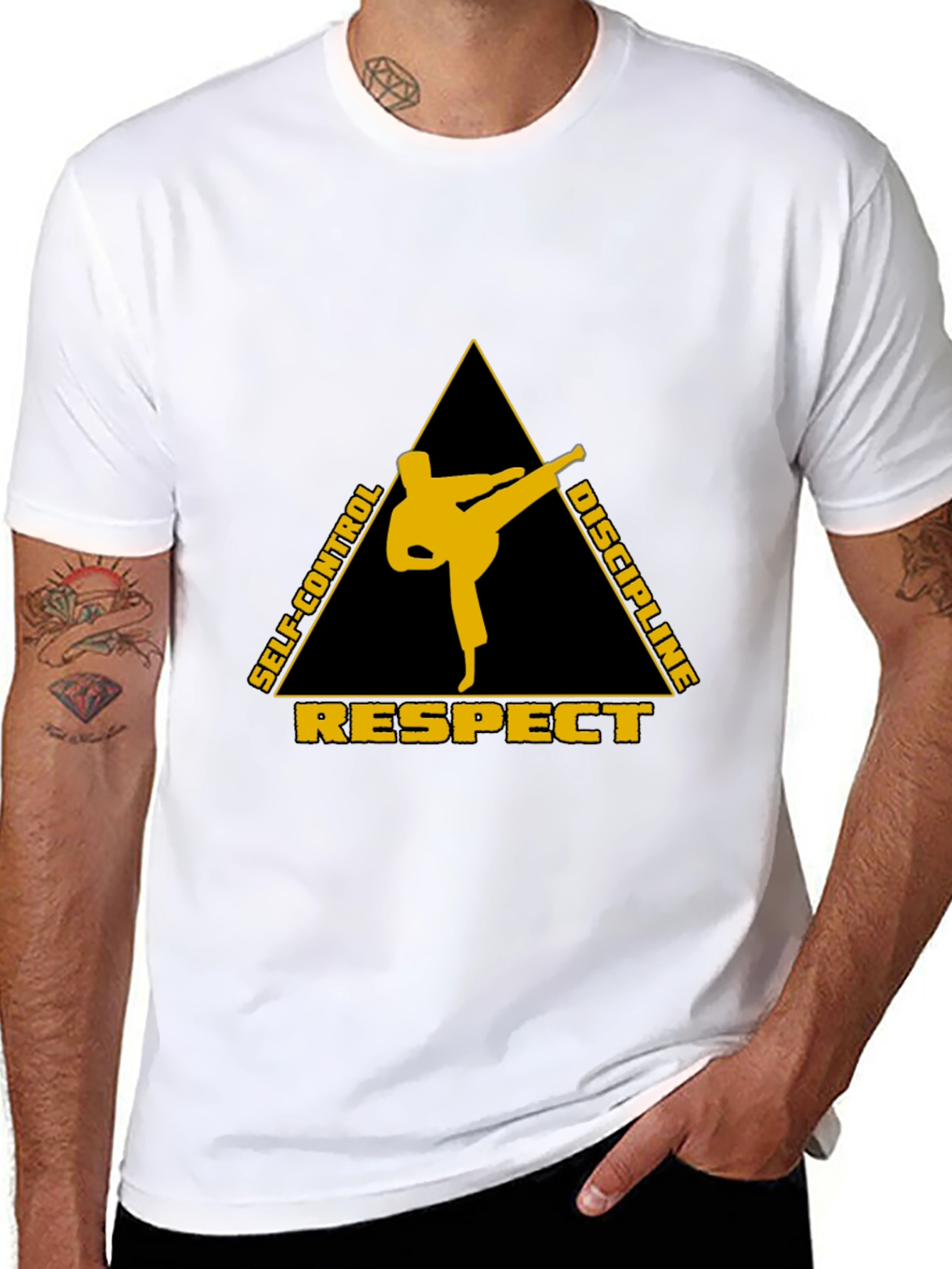 Black Martial Arts Respect Discipline T-Shirt view 8