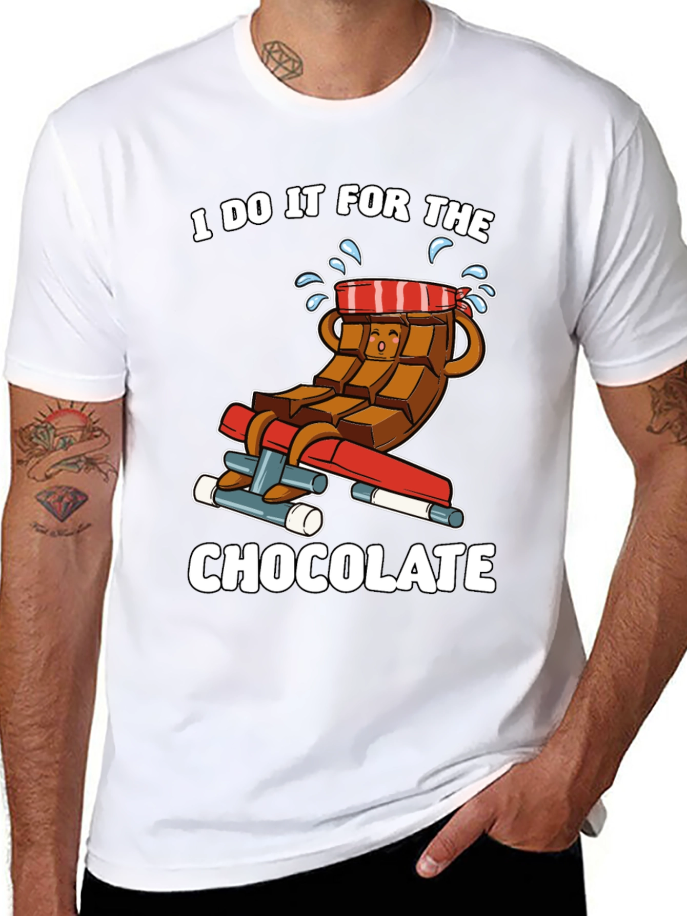 Black Chocolate Gym Workout T-Shirt - "I Do It For The Chocolate" view 8