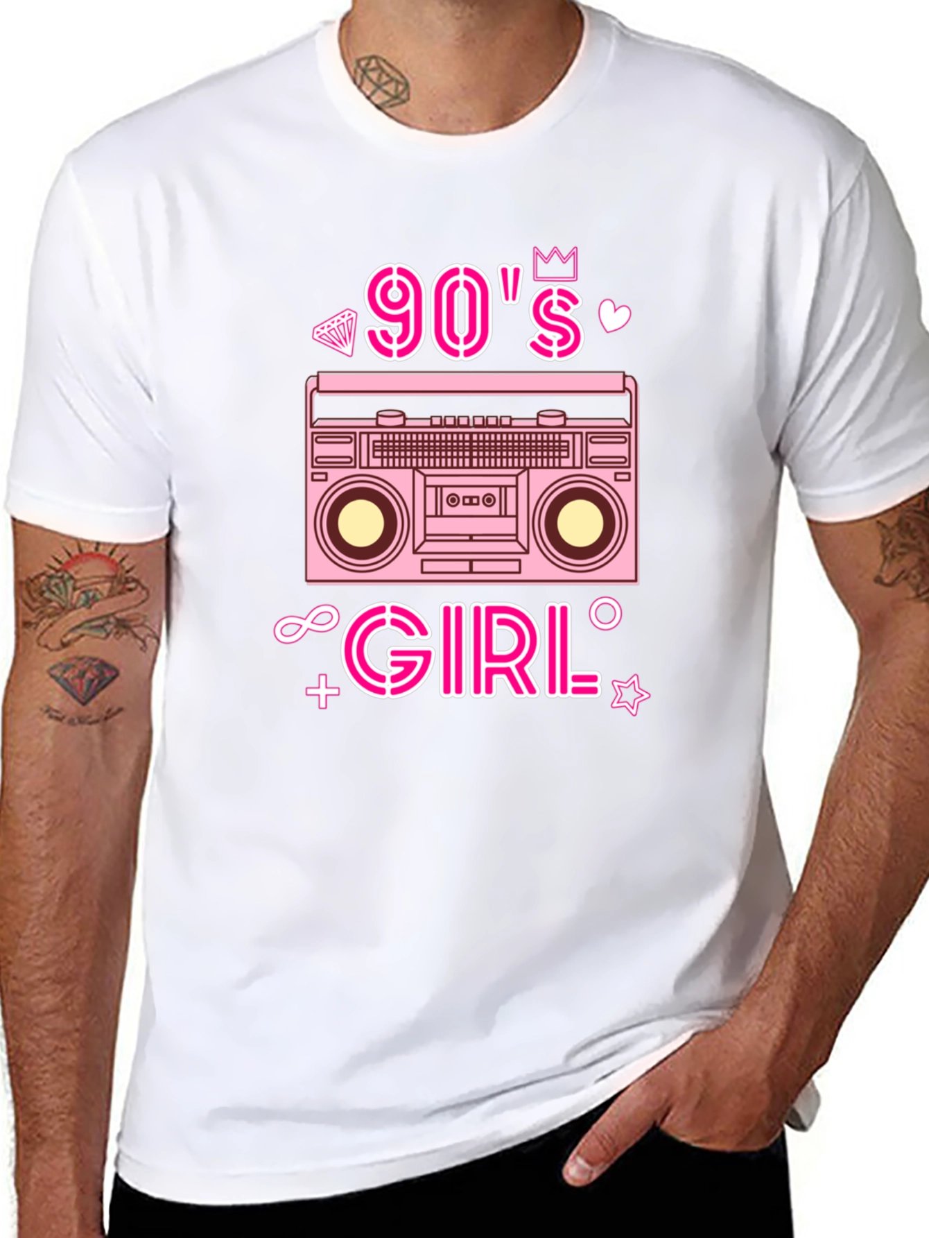 Black 90s Girl Retro Boombox Graphic Tee - Black T-Shirt view 8