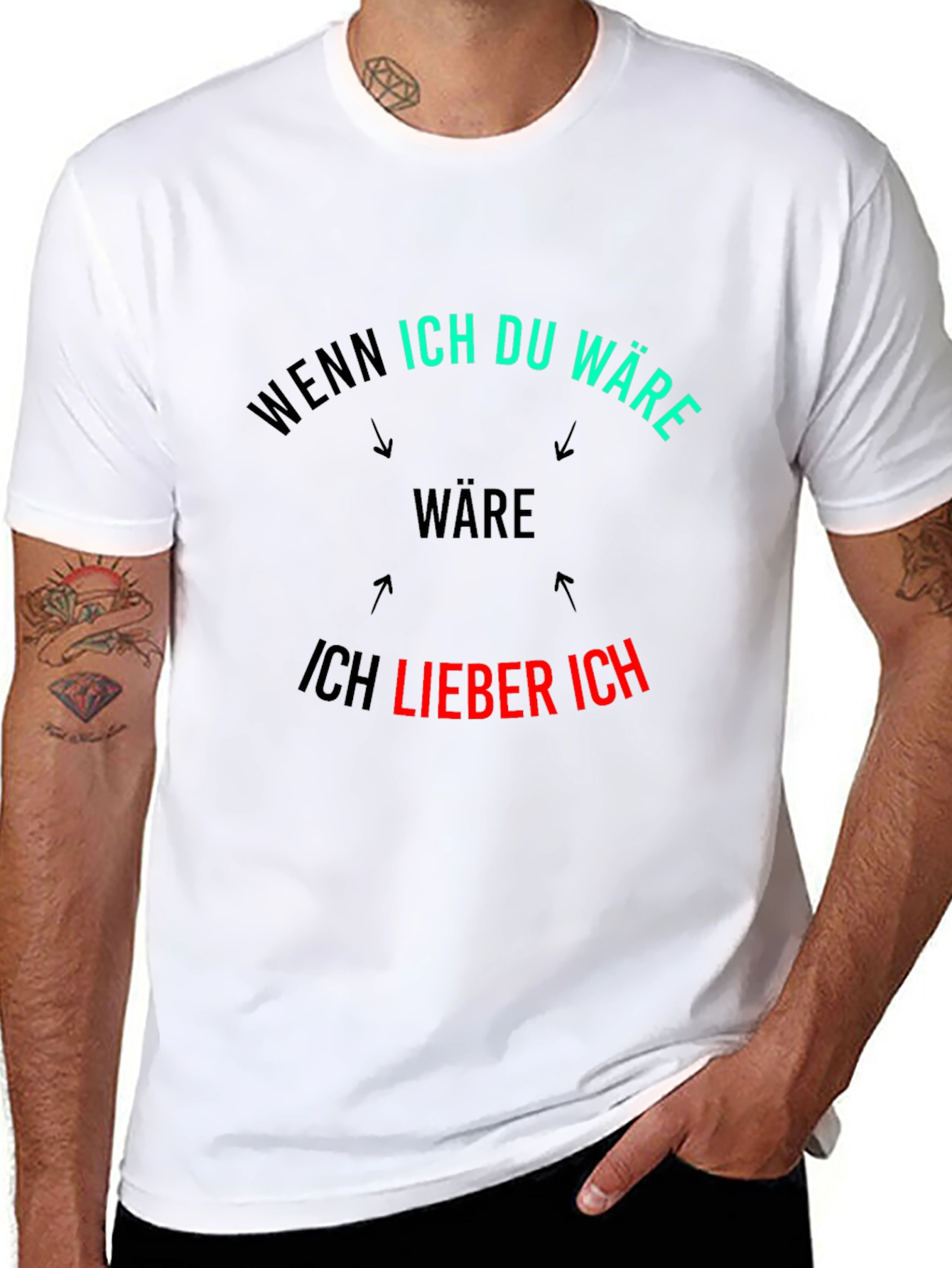 Black Wenn Ich Du Ware Mens Black T-Shirt view 8