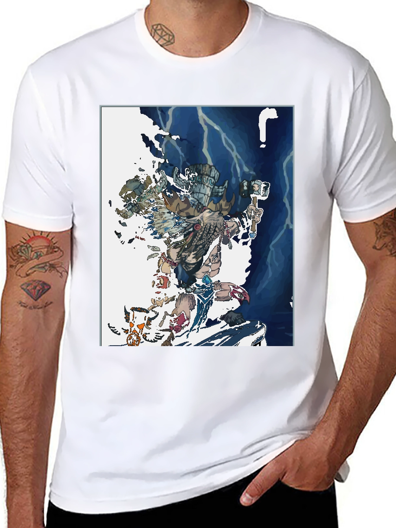 Black Aztec Warrior Graphic T-Shirt - Black Cotton Tee view 8