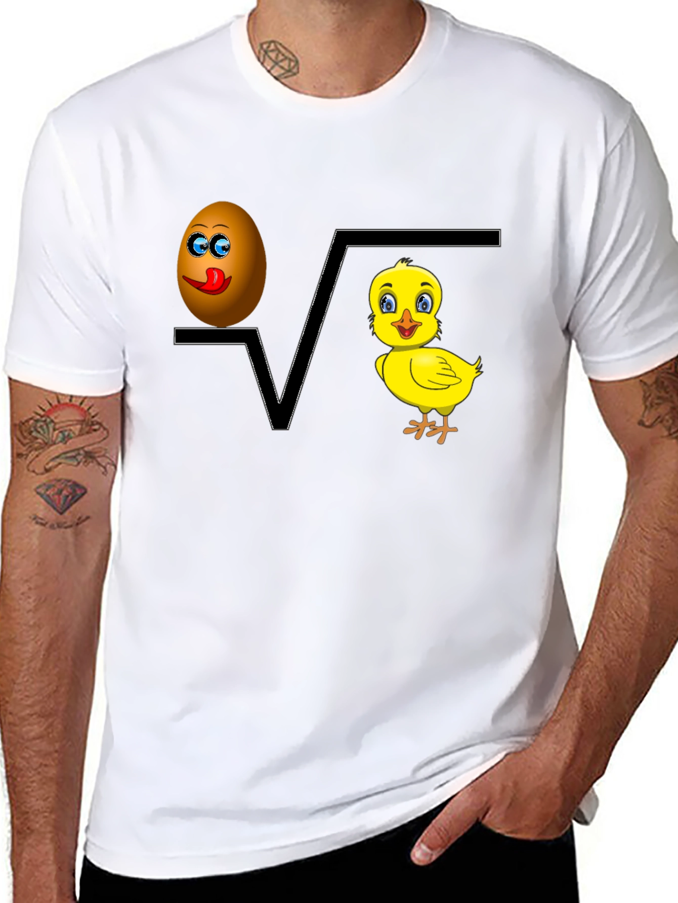 Black Egg Plus Chick Equals Fun Tee view 8