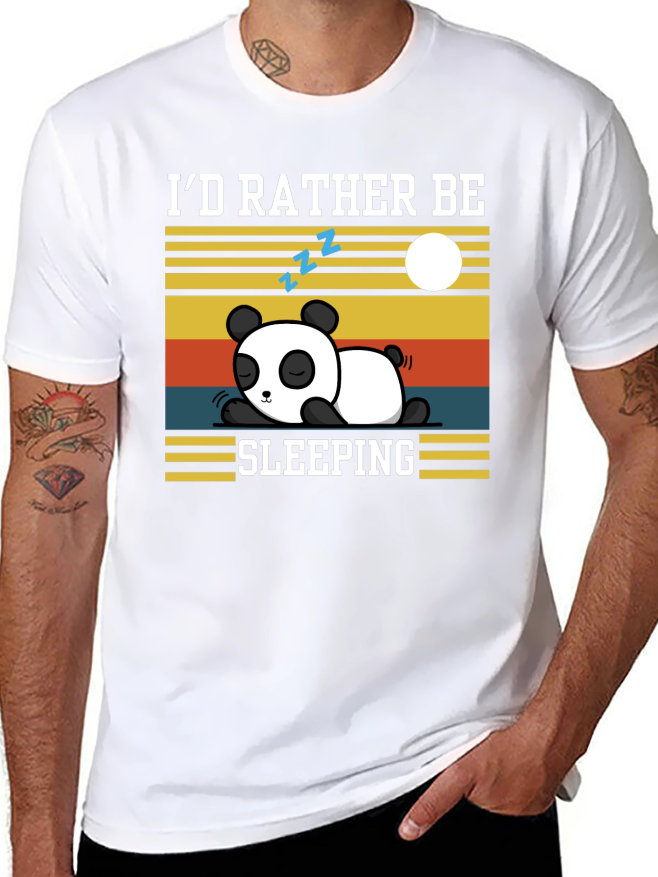 Black I'd Rather Be Sleeping Panda T-Shirt view 8