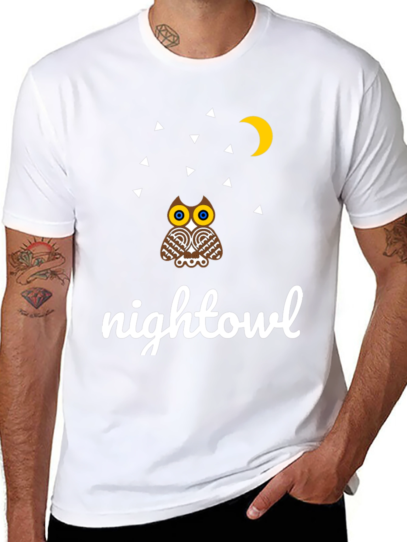 Black Night Owl Graphic Tee - Unique Design view 8