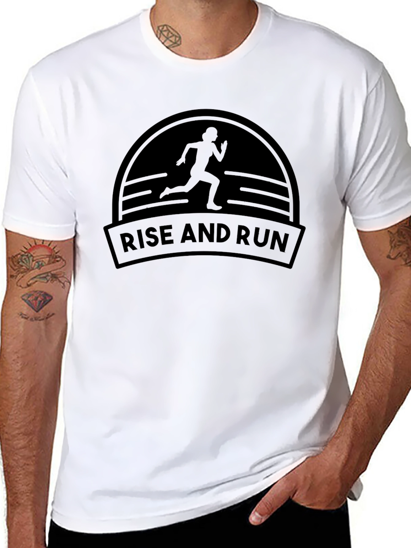 Black Rise and Run Graphic T-Shirt - Black Casual Tee view 8