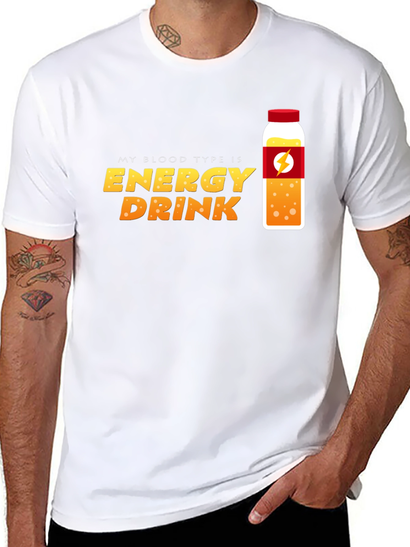 Black Energy Drink Blood Type T-Shirt - Novelty Graphic Tee view 8