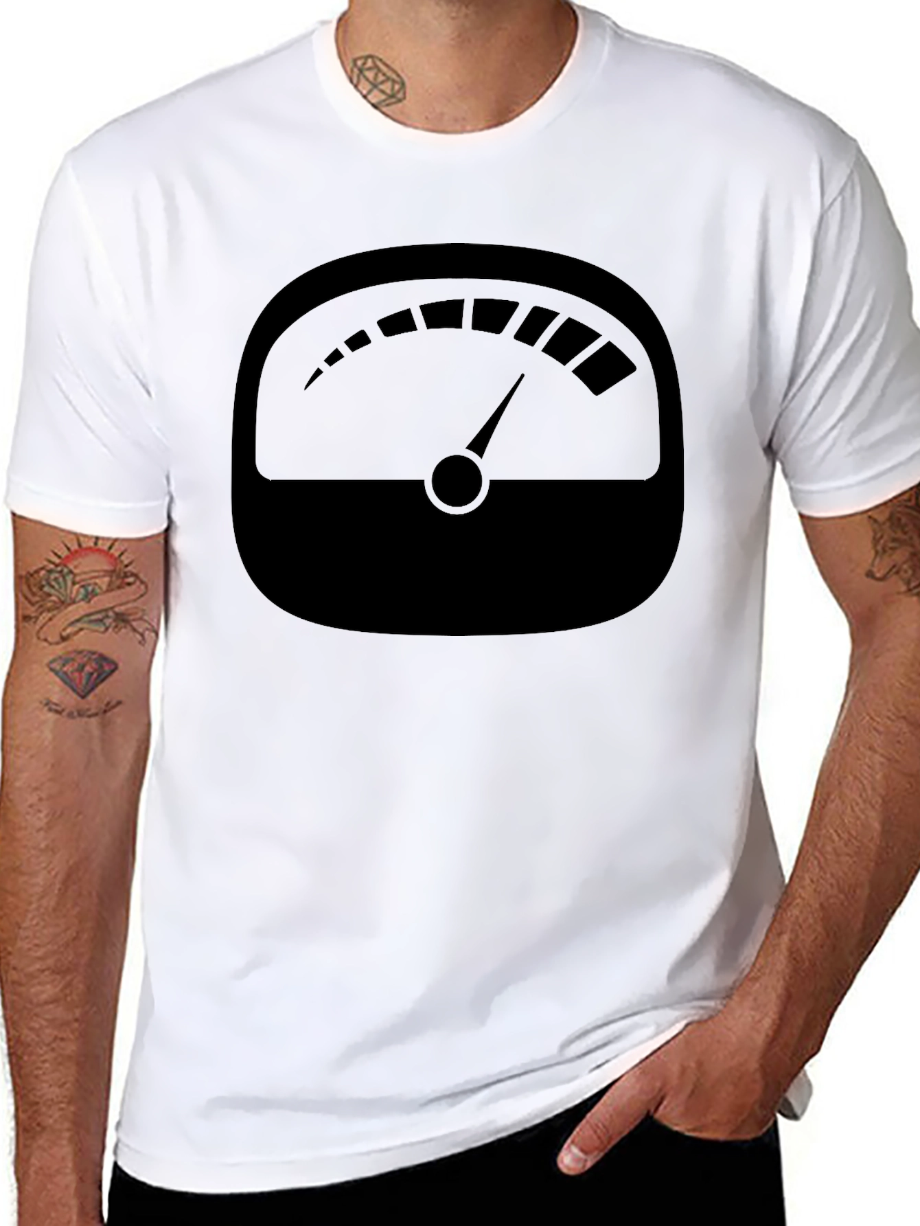 Black Black Gauge Graphic Tee - Unique Design view 8