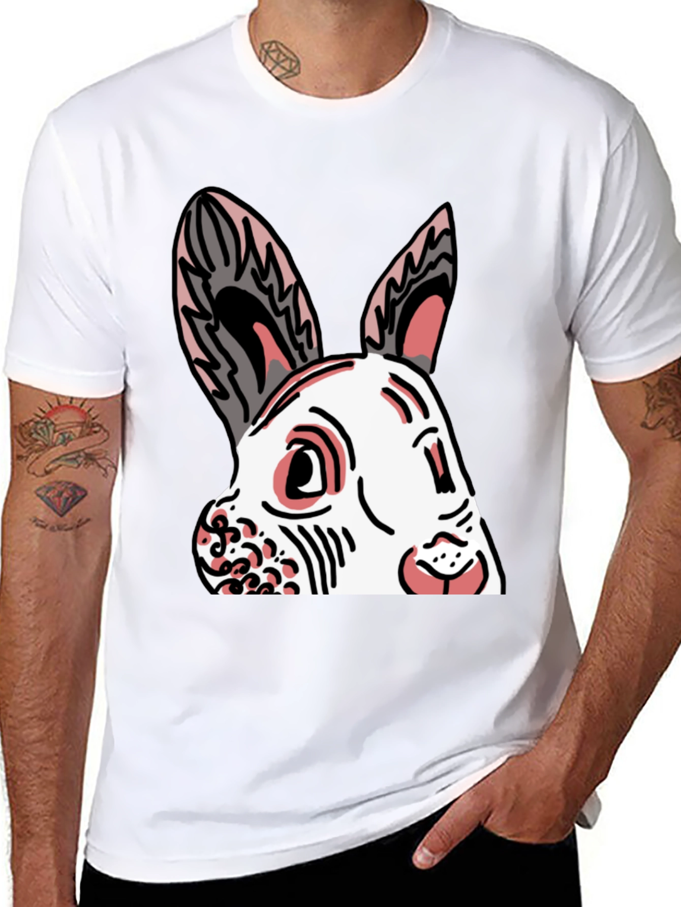 Black Bunny Graphic Tee - Black Cotton Blend Shirt view 8
