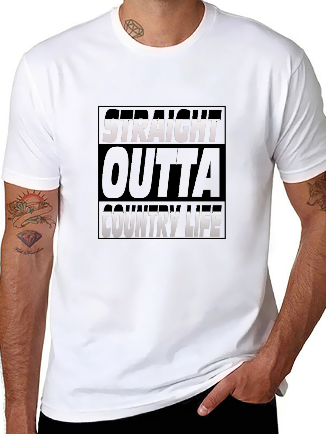 Straight Outta Country Life T-Shirt - Graphic Tee - 8