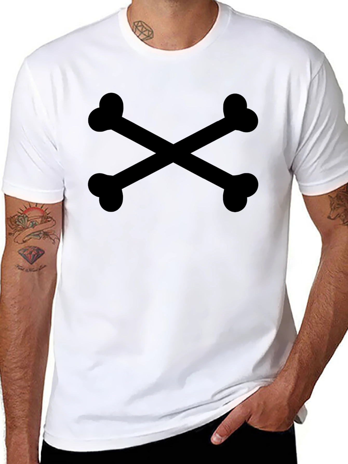 Black Crossbones Graphic Tee - Black Casual Shirt view 8