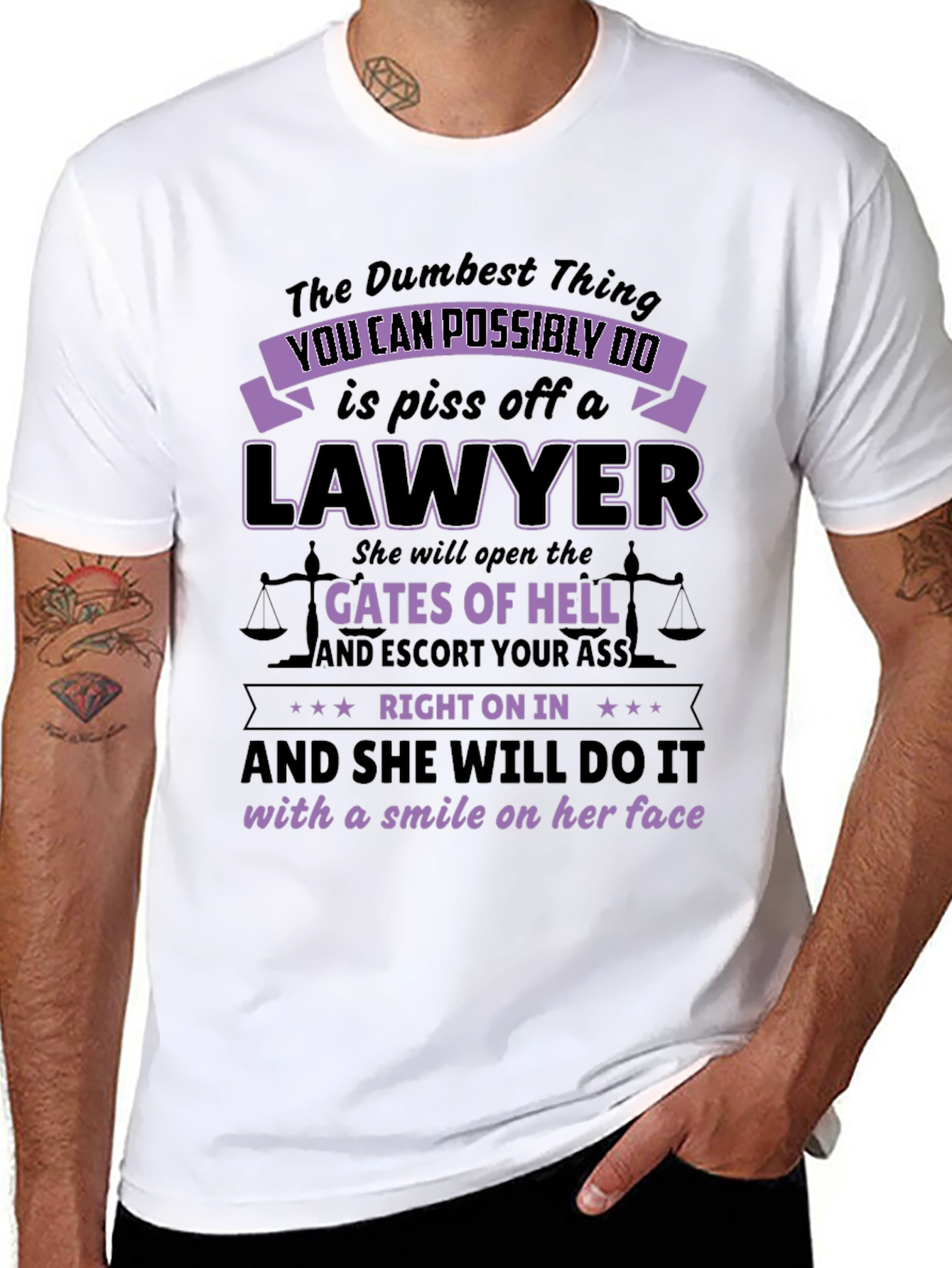Black Piss Off a Lawyer Funny Graphic Tee view 8