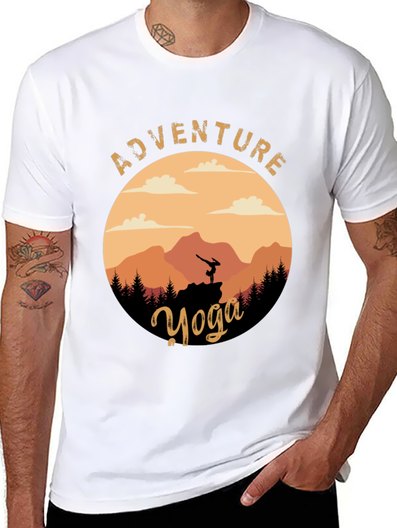 Black Adventure Yoga Graphic Tee - Nature & Fitness view 8