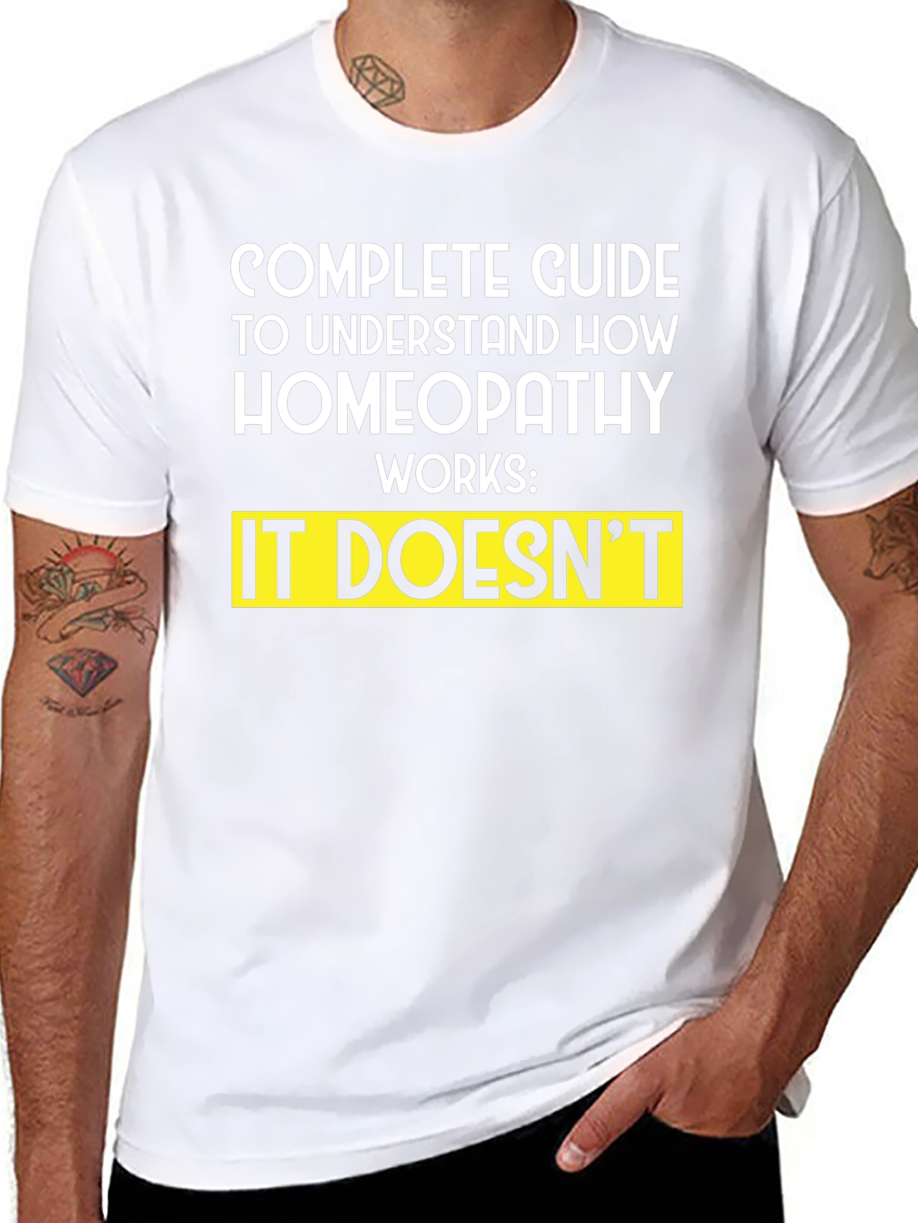 Black Homeopathy Guide T-Shirt - Funny Sarcastic Tee view 8
