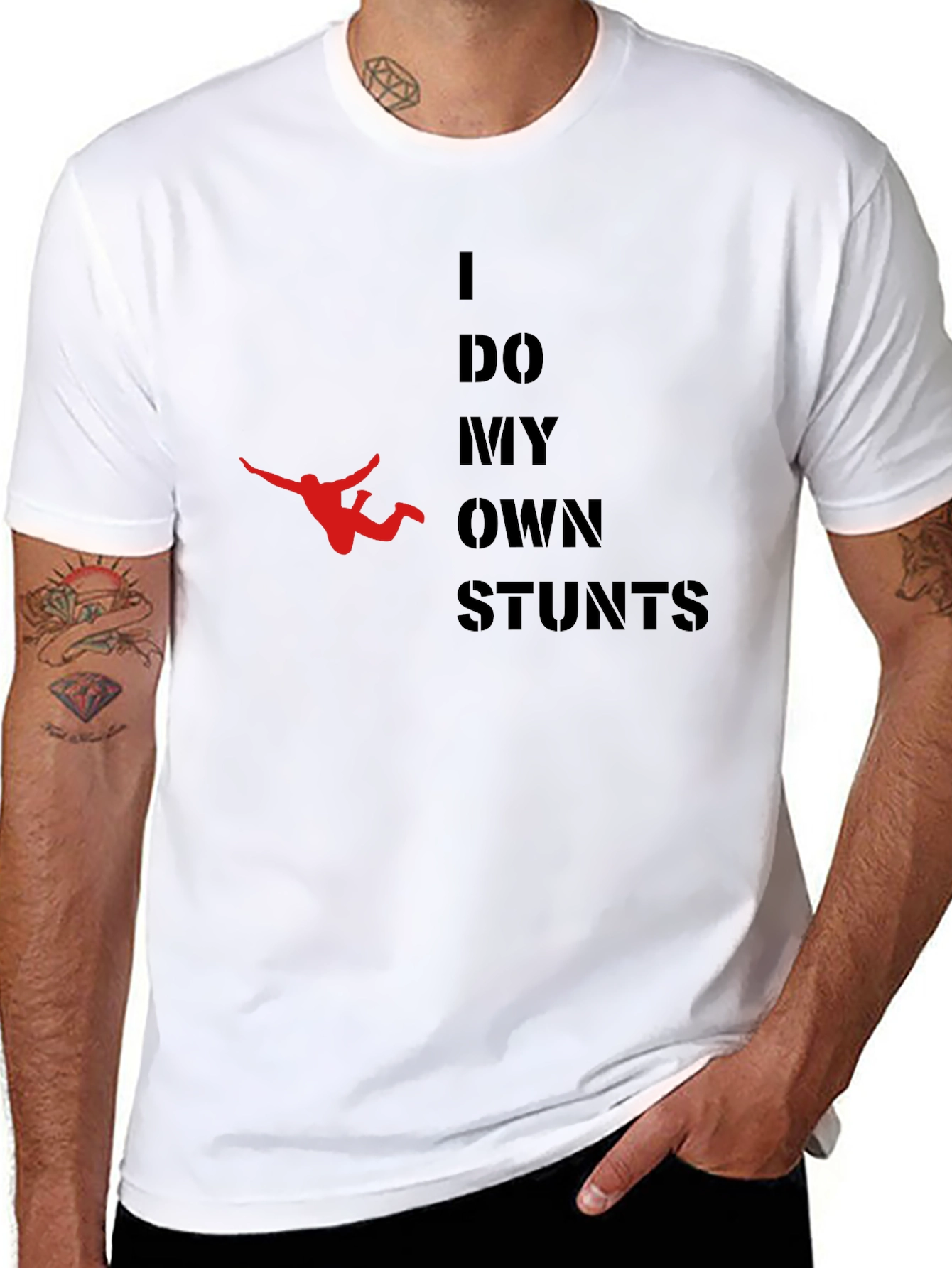 Black I Do My Own Stunts Graphic T-Shirt view 8
