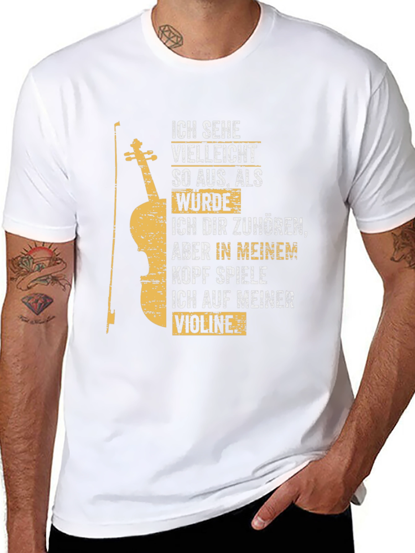 Black Violin Player T-Shirt - German Text view 8