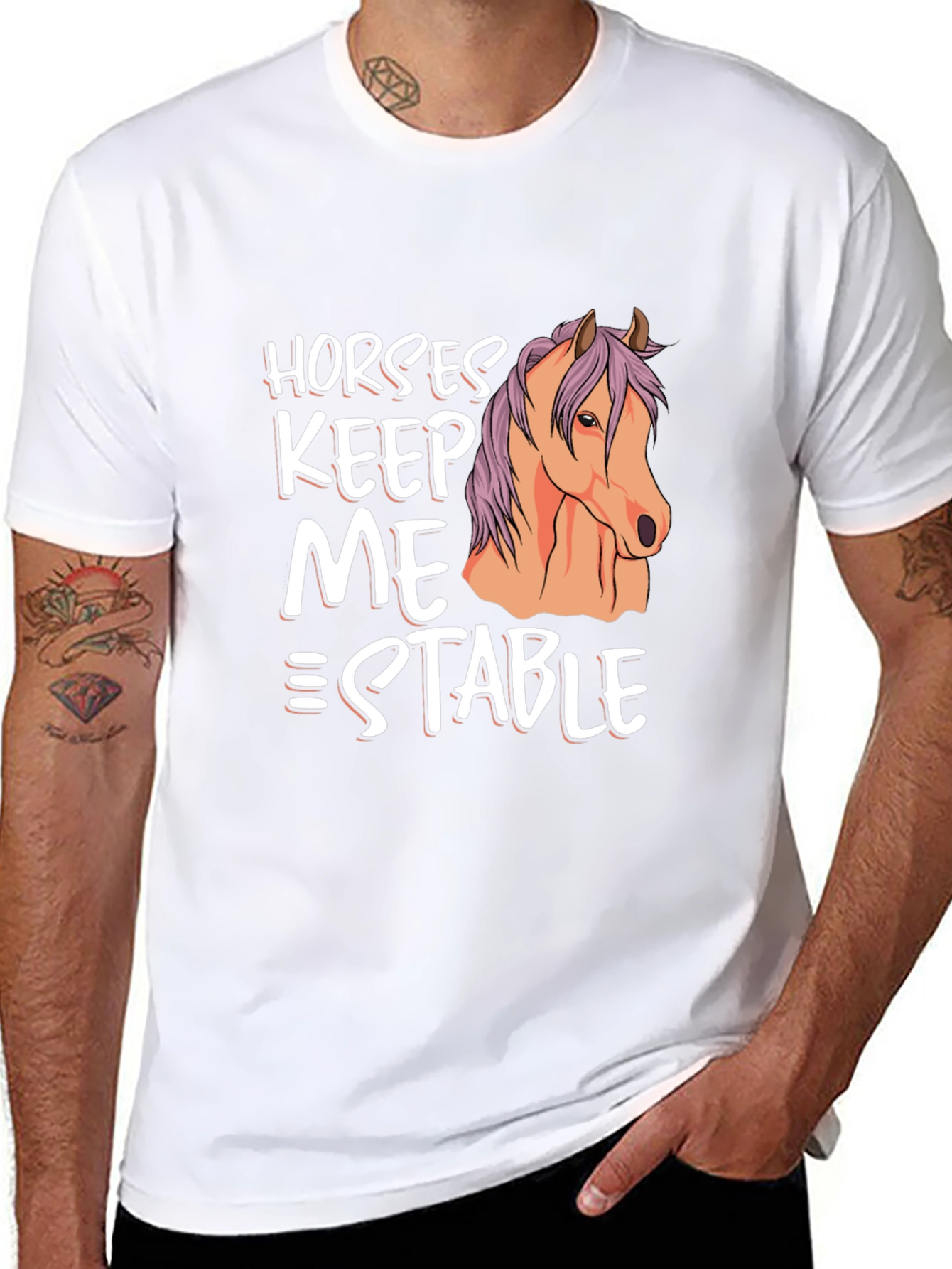 Black Horses Keep Me Stable Graphic T-Shirt view 8