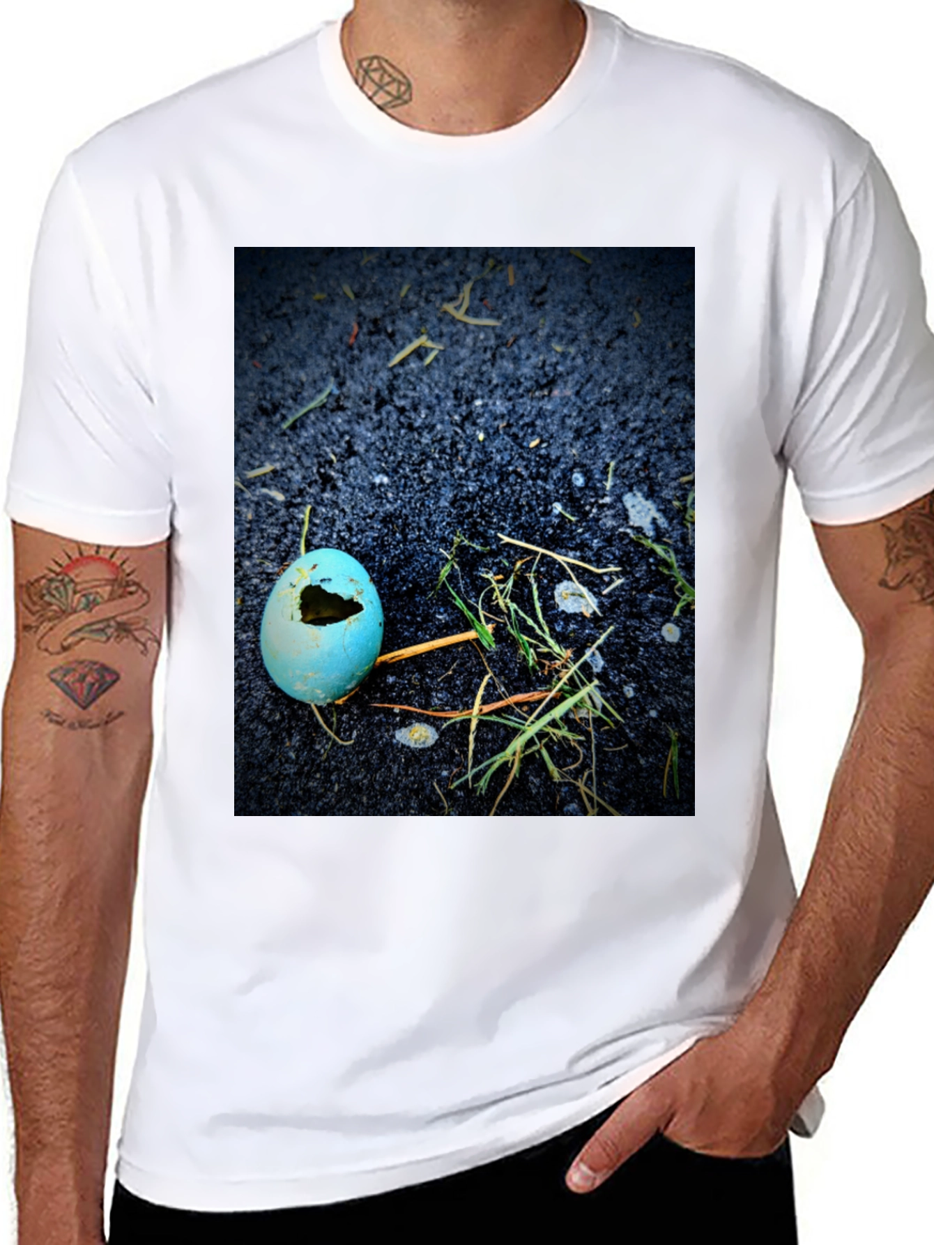 Black Broken Eggshell Graphic T-Shirt view 8