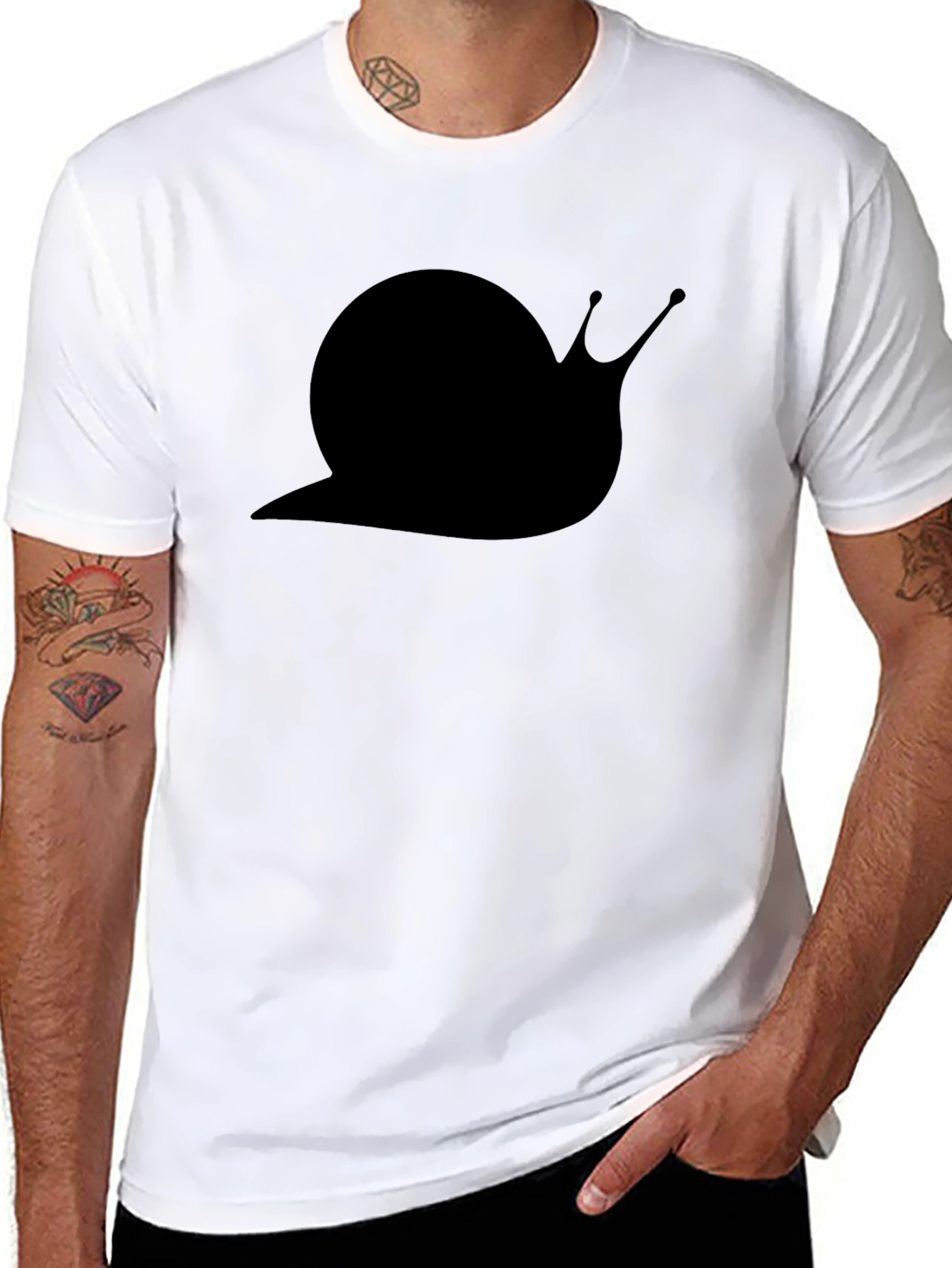 Black Snail Graphic Tee - Black Cotton Casual Shirt view 8