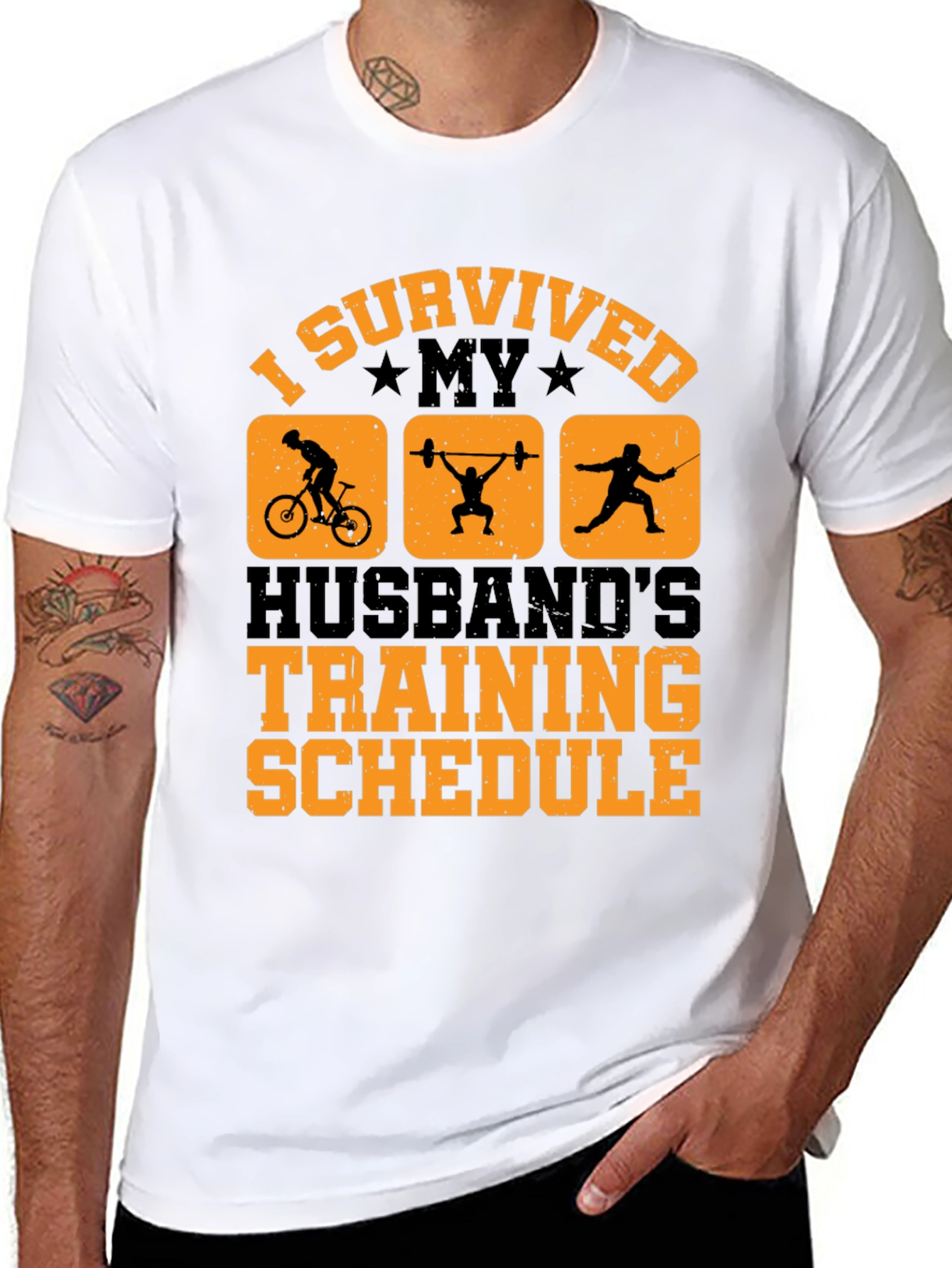 Black I Survived My Husband's Training Schedule T-Shirt view 8