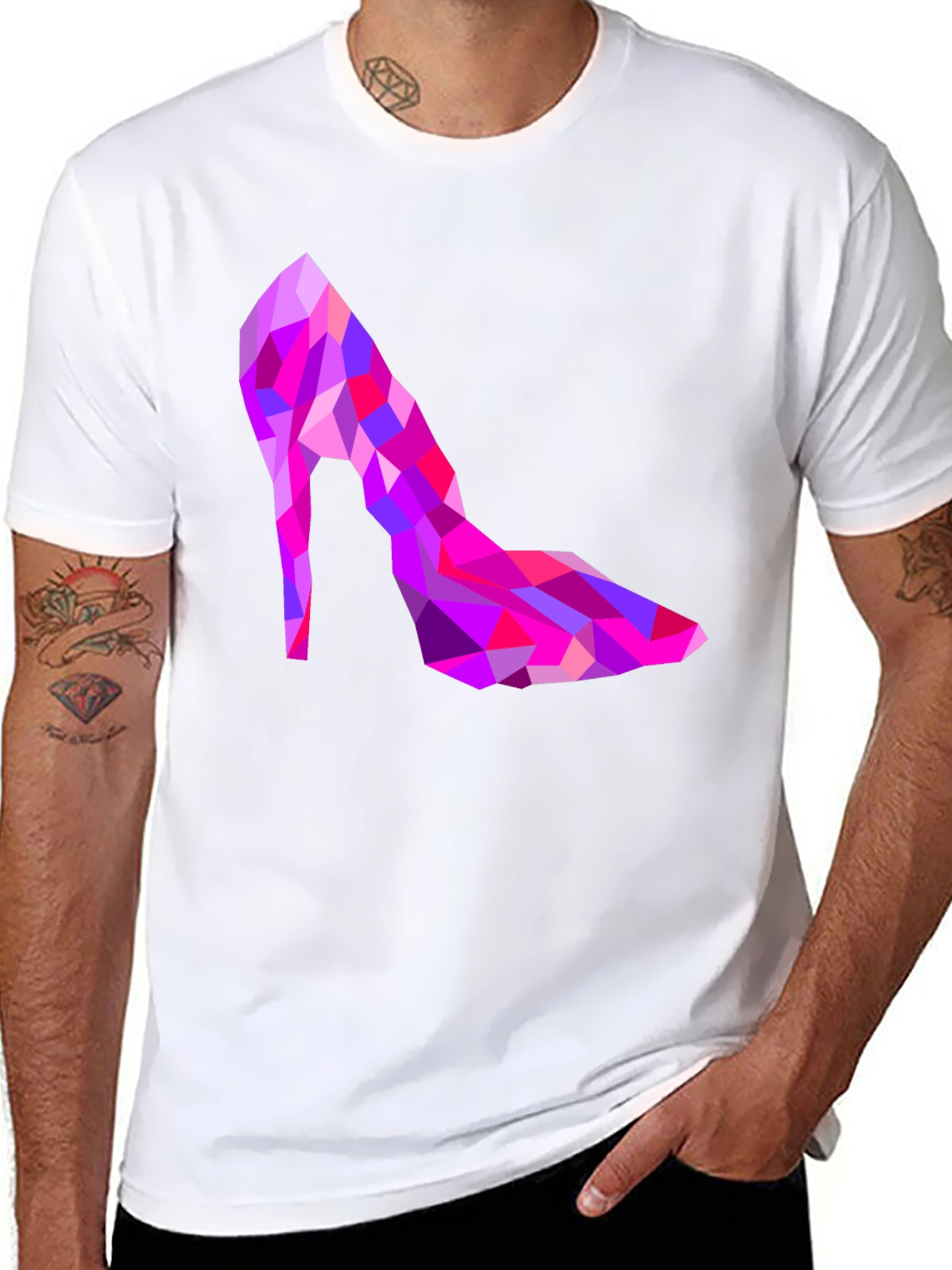 Black Geometric High Heel T-Shirt view 8