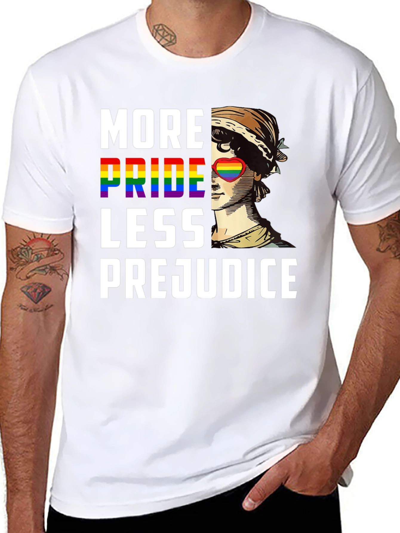 Black More Pride Less Prejudice Graphic T-Shirt view 8