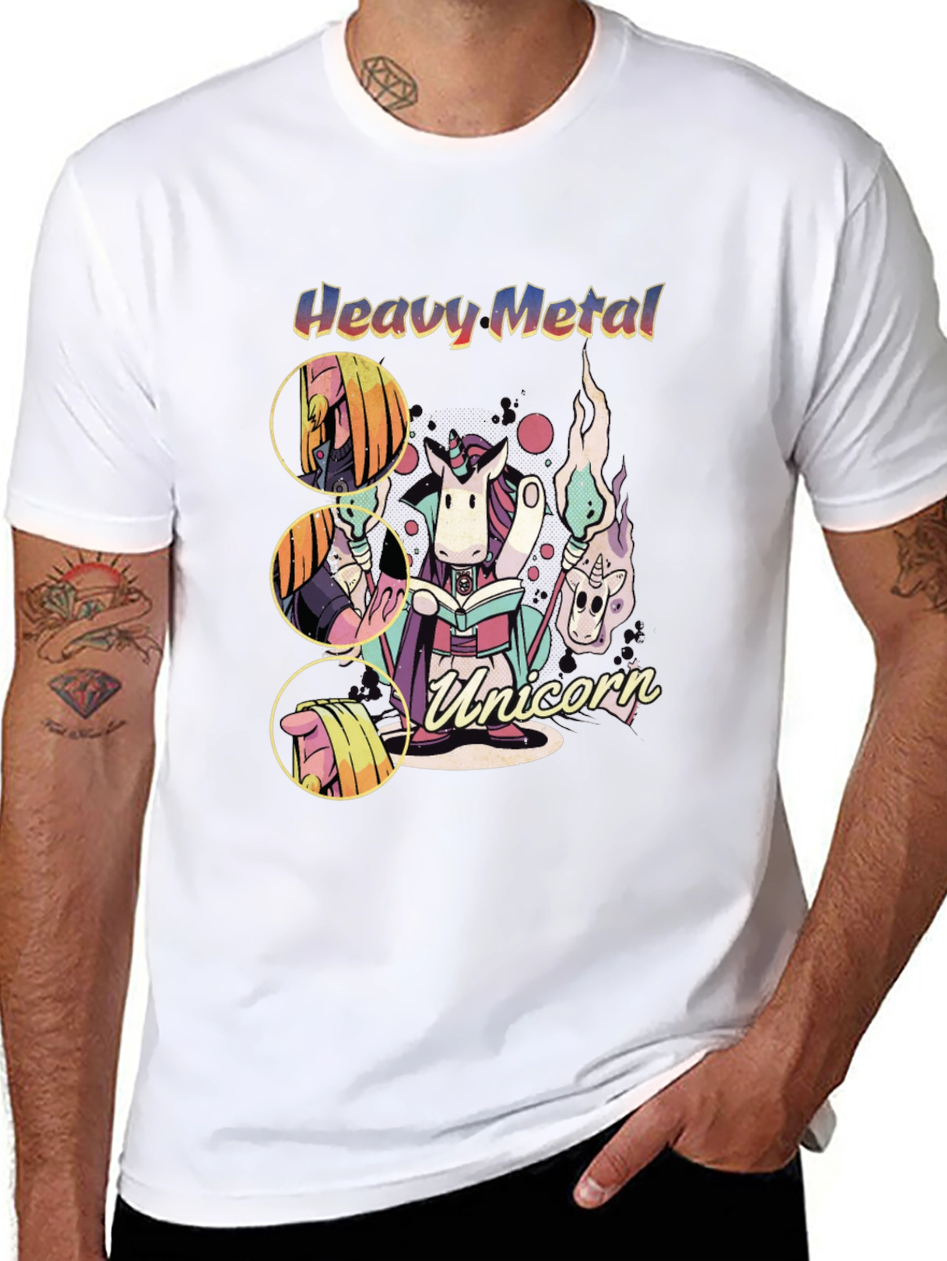 Black Heavy Metal Unicorn Graphic T-Shirt view 8