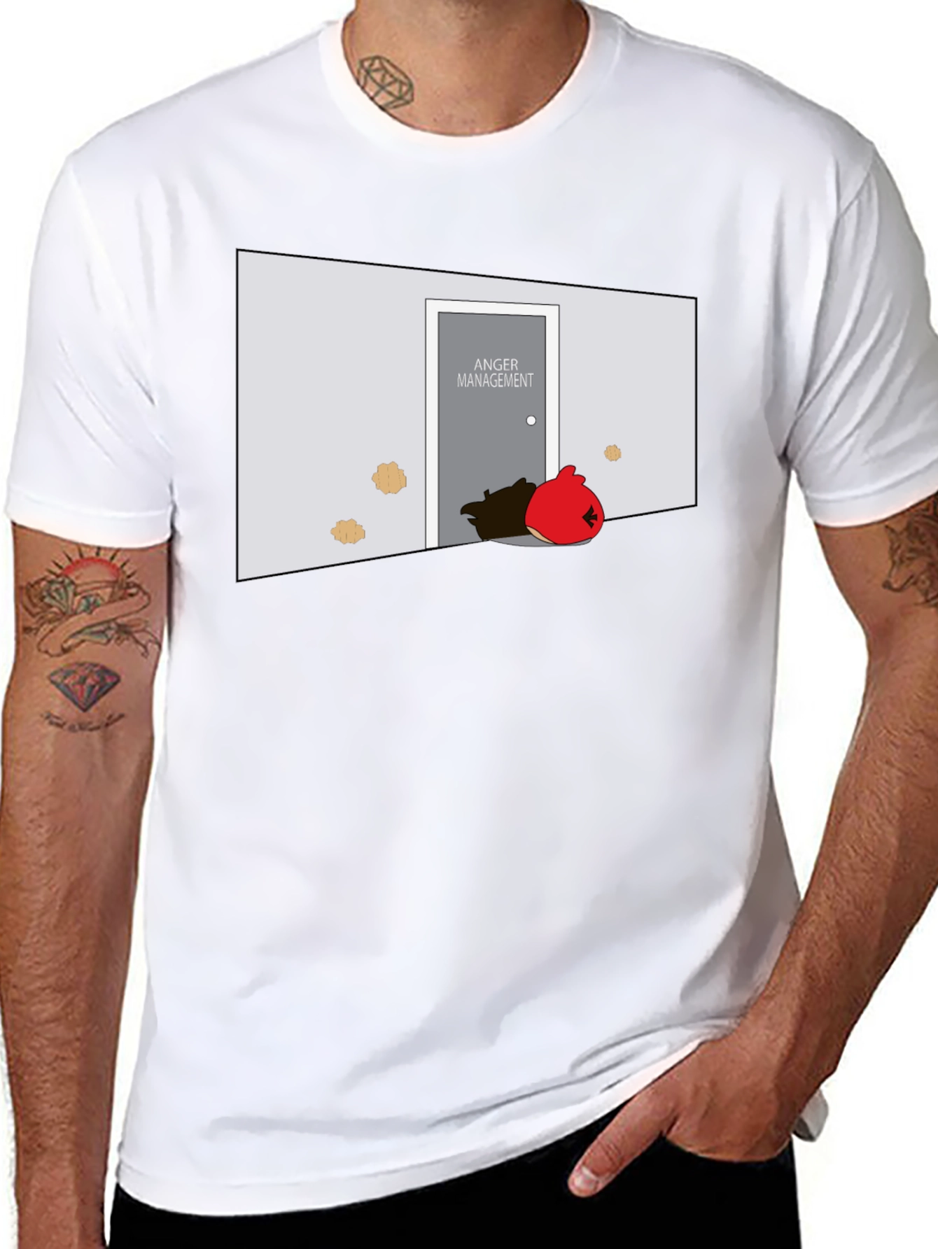 Black Anger Management Bird T-Shirt view 8