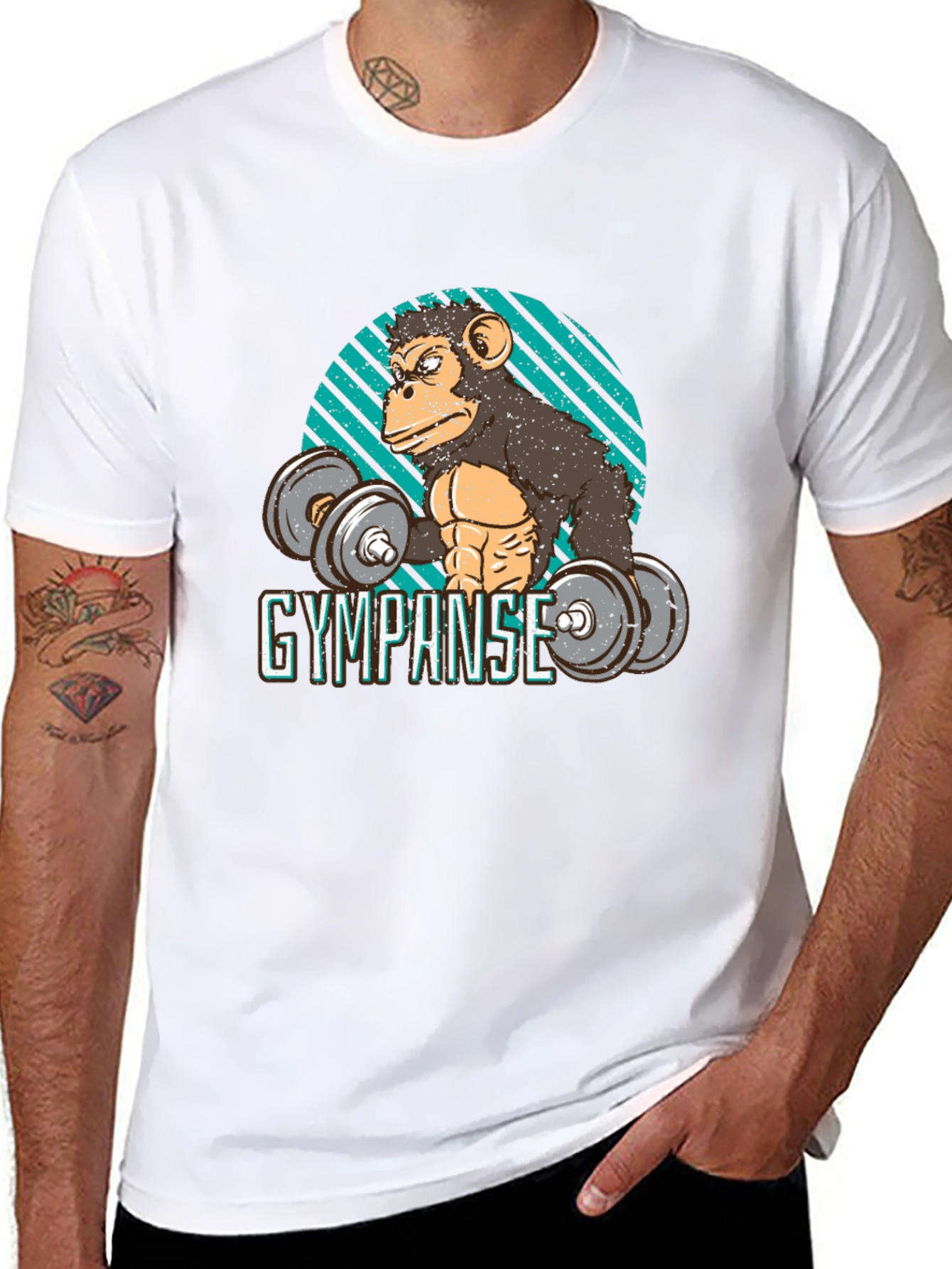 Black Gympanse Workout T-Shirt - Funny Gym Ape Tee view 8