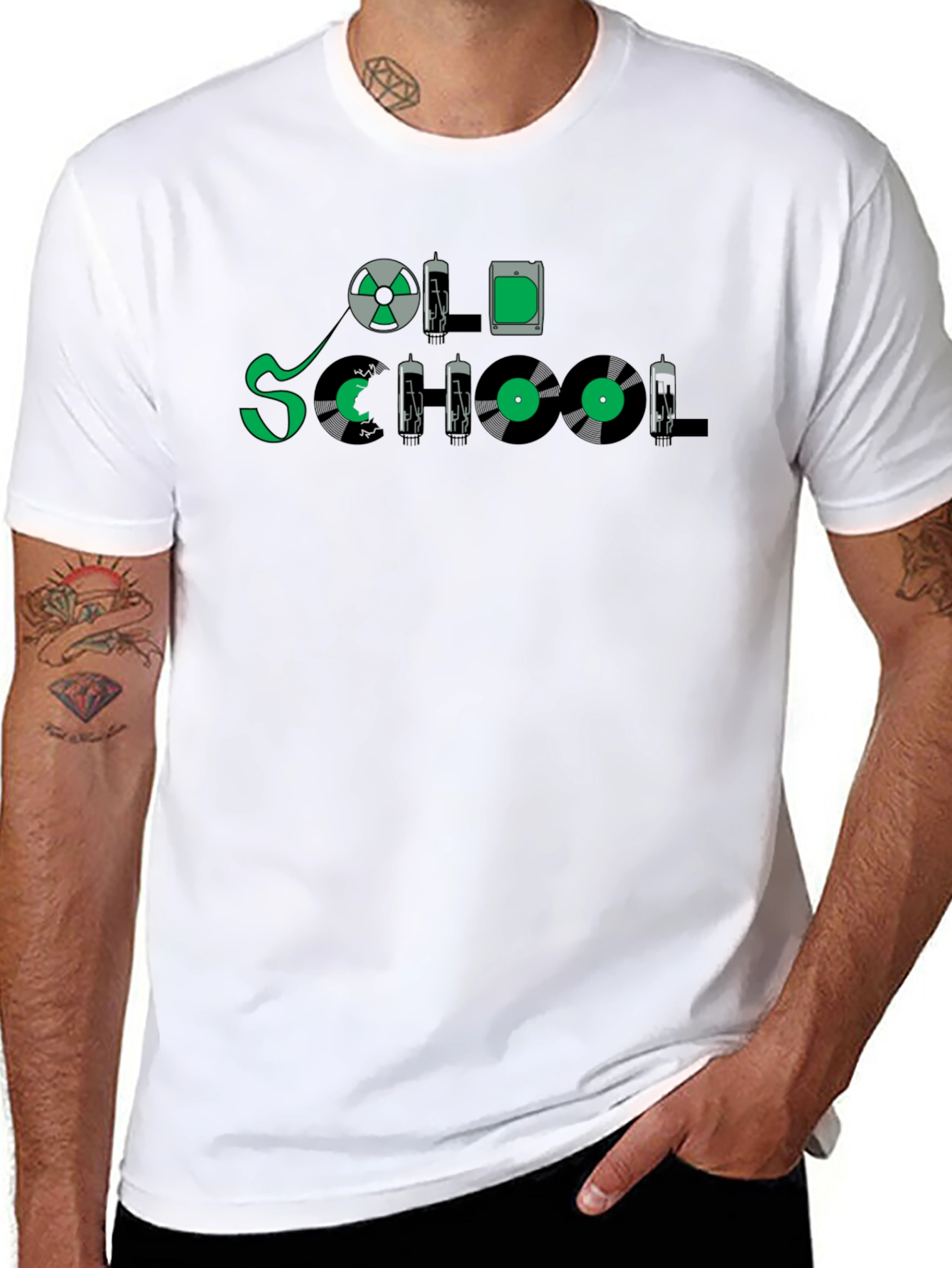 Black Retro Music Lover T-Shirt - Old School Design view 8