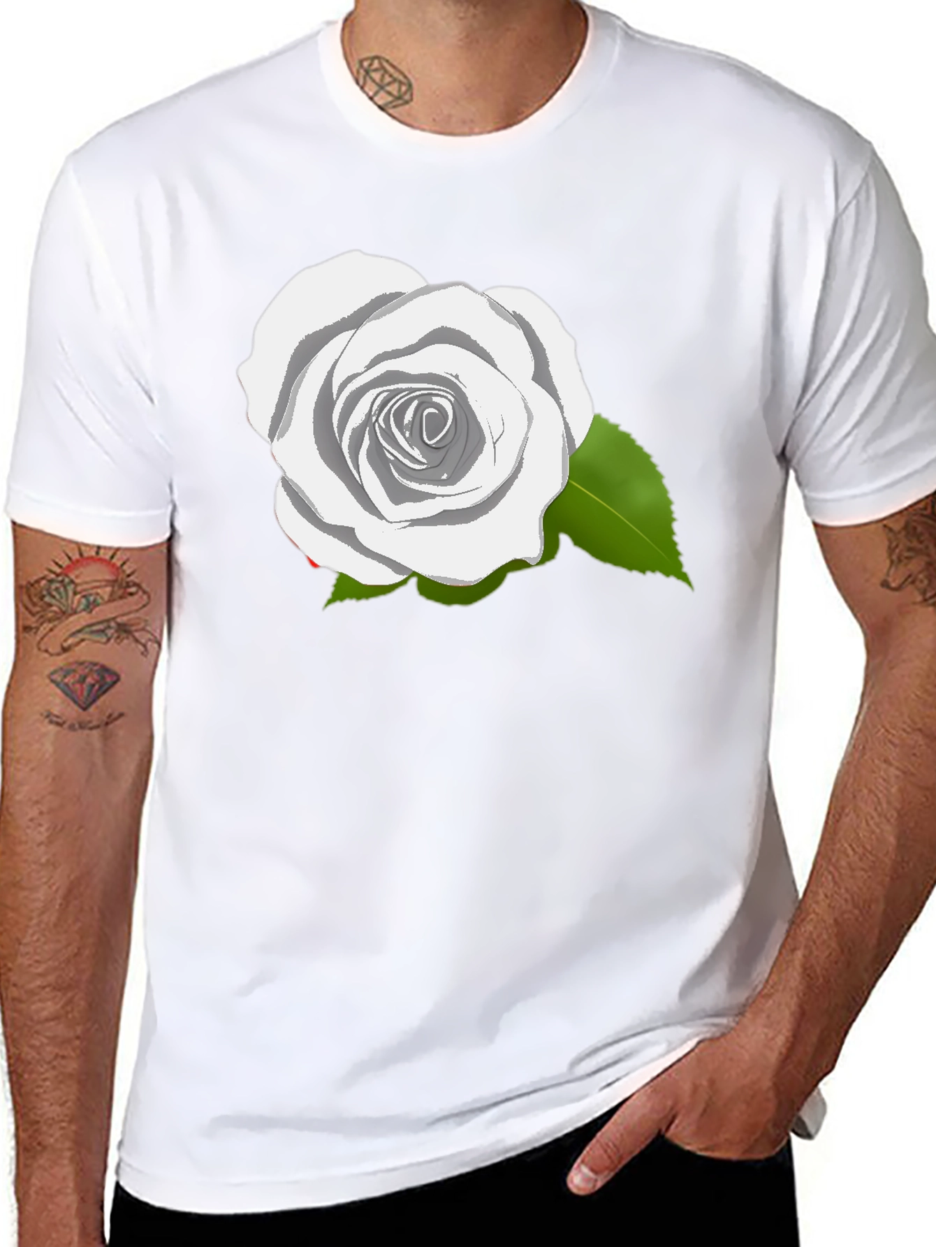 Black Rose Graphic T-Shirt - Elegant Floral Design view 8