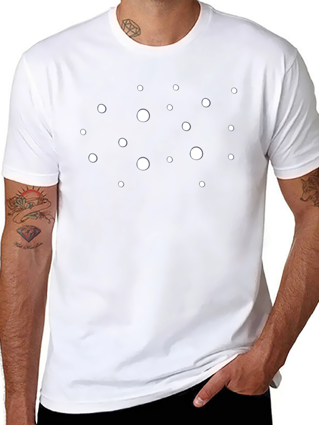 Black Modern Polka Dot Crew Neck T-Shirt view 8