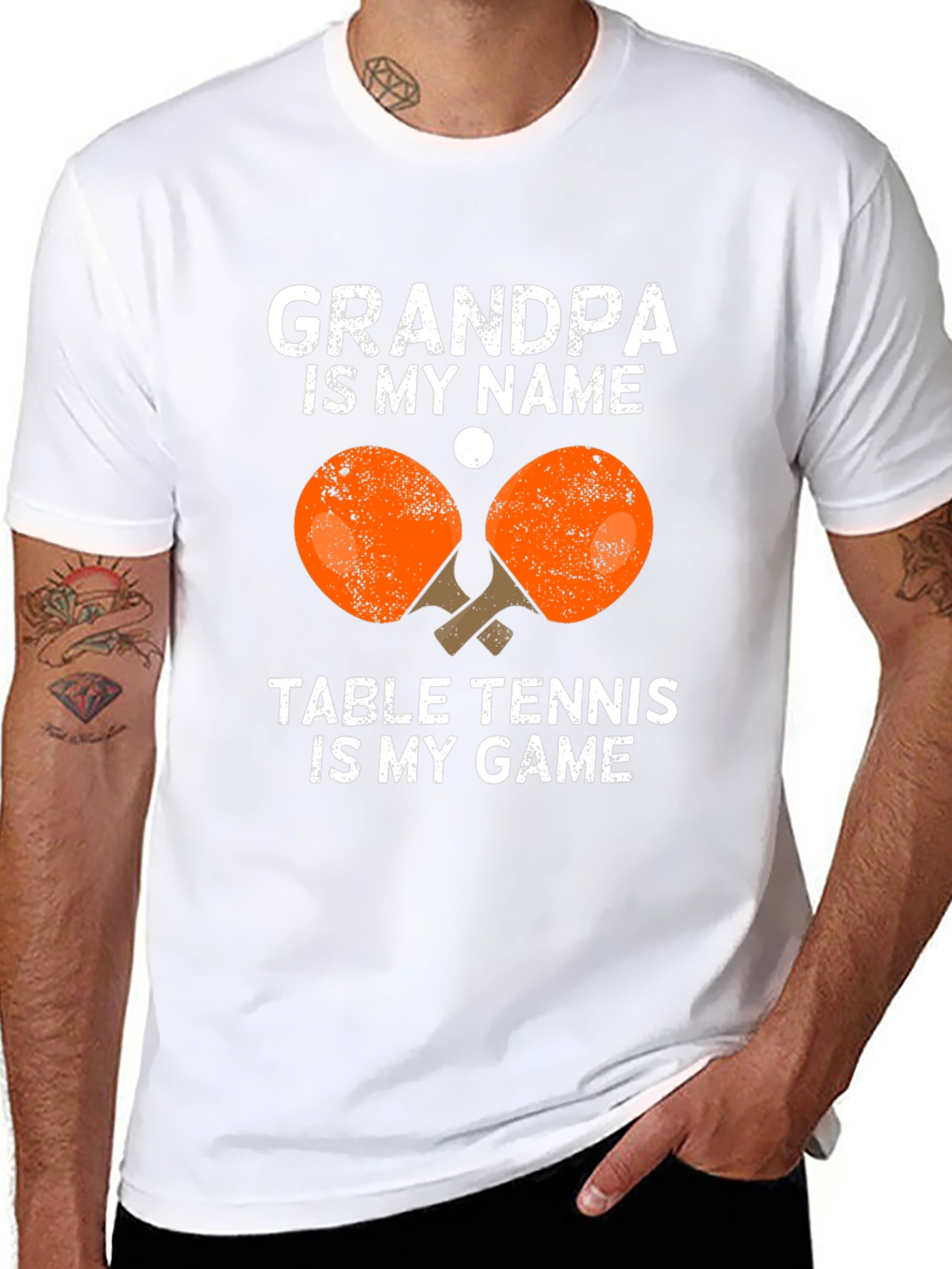 Black Grandpa Table Tennis T-Shirt Funny Graphic Tee view 8