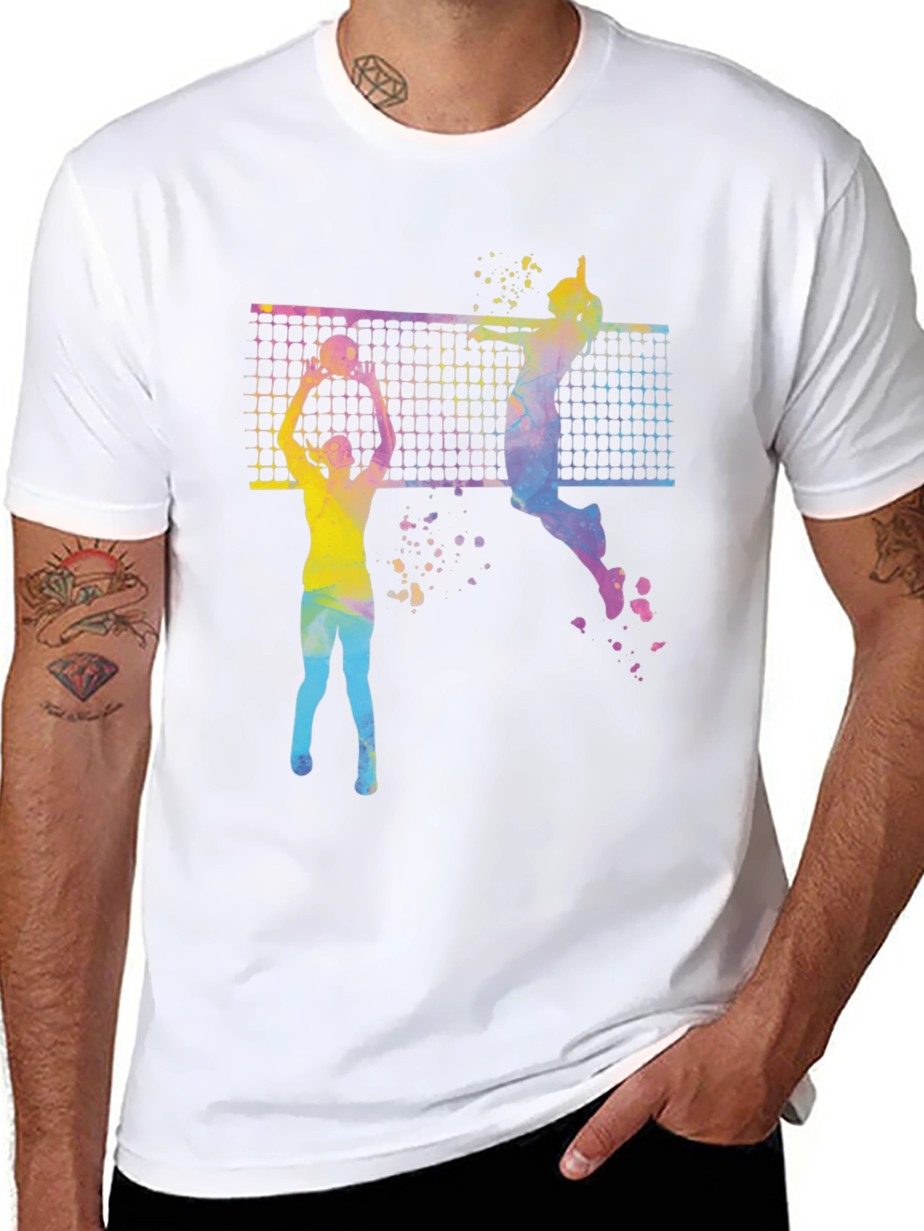 Black Volleyball Graphic Tee - Sporty Colorful Design view 8