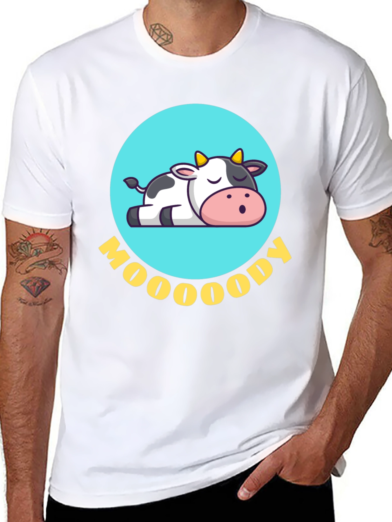 Black Moody Cow Graphic Tee - Comfortable & Stylish view 8