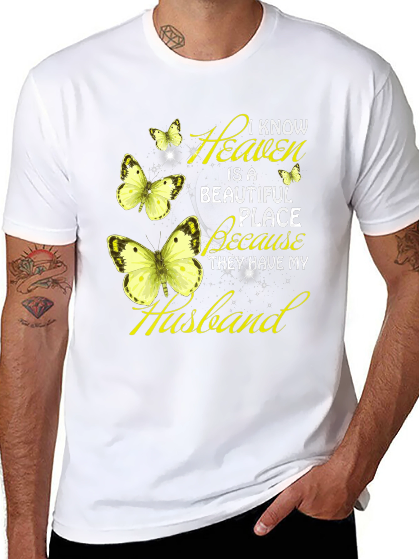 Black Heaven Husband Butterfly Graphic Tee view 8
