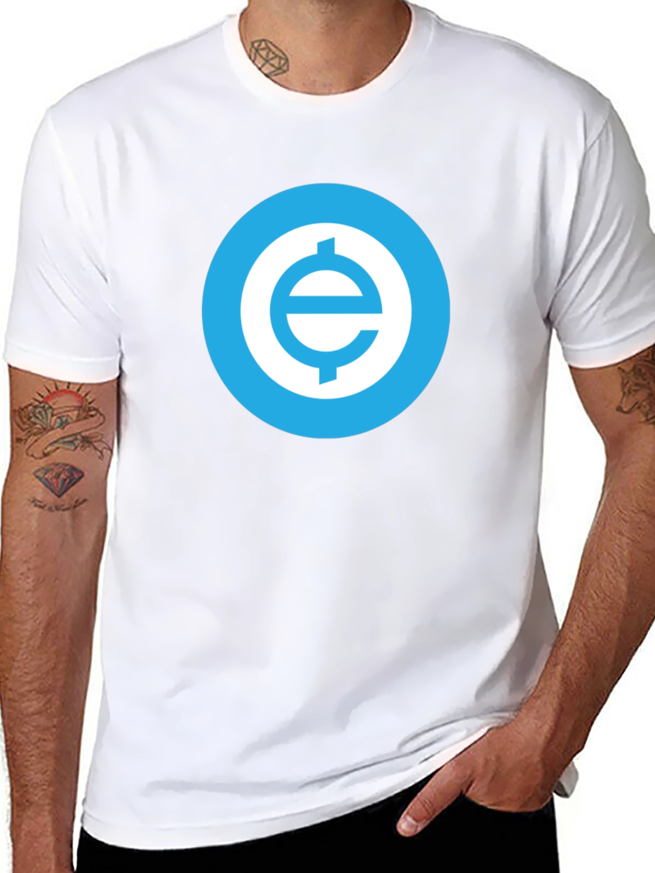 Black Black T-Shirt with Blue Cryptocurrency Logo view 8