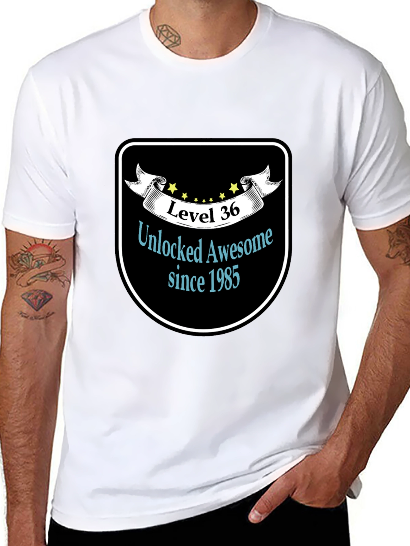 Black Level 36 Unlocked Awesome Since 1985 Black T-Shirt view 8