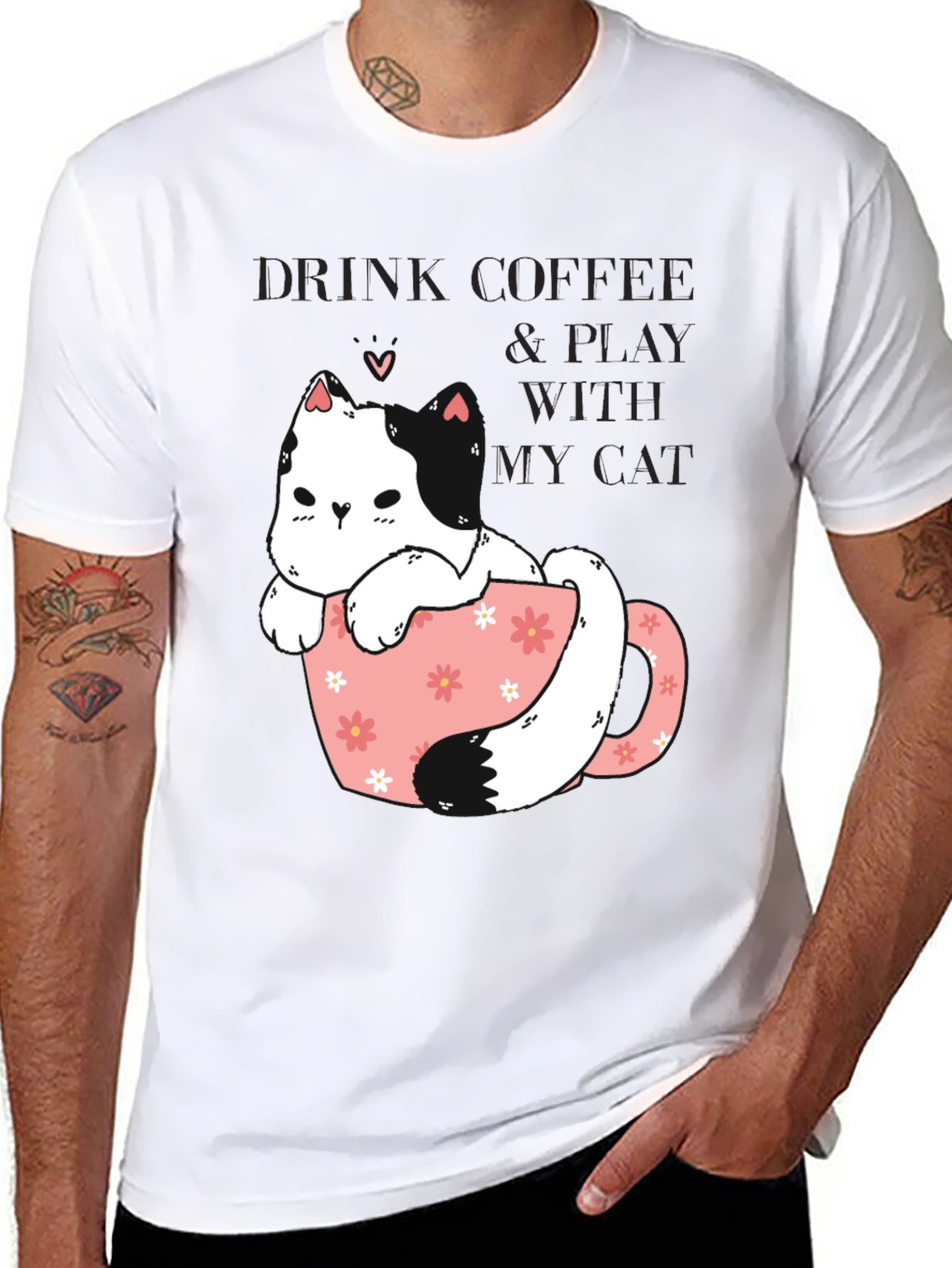 Black Drink Coffee & Play With My Cat Graphic Tee view 8