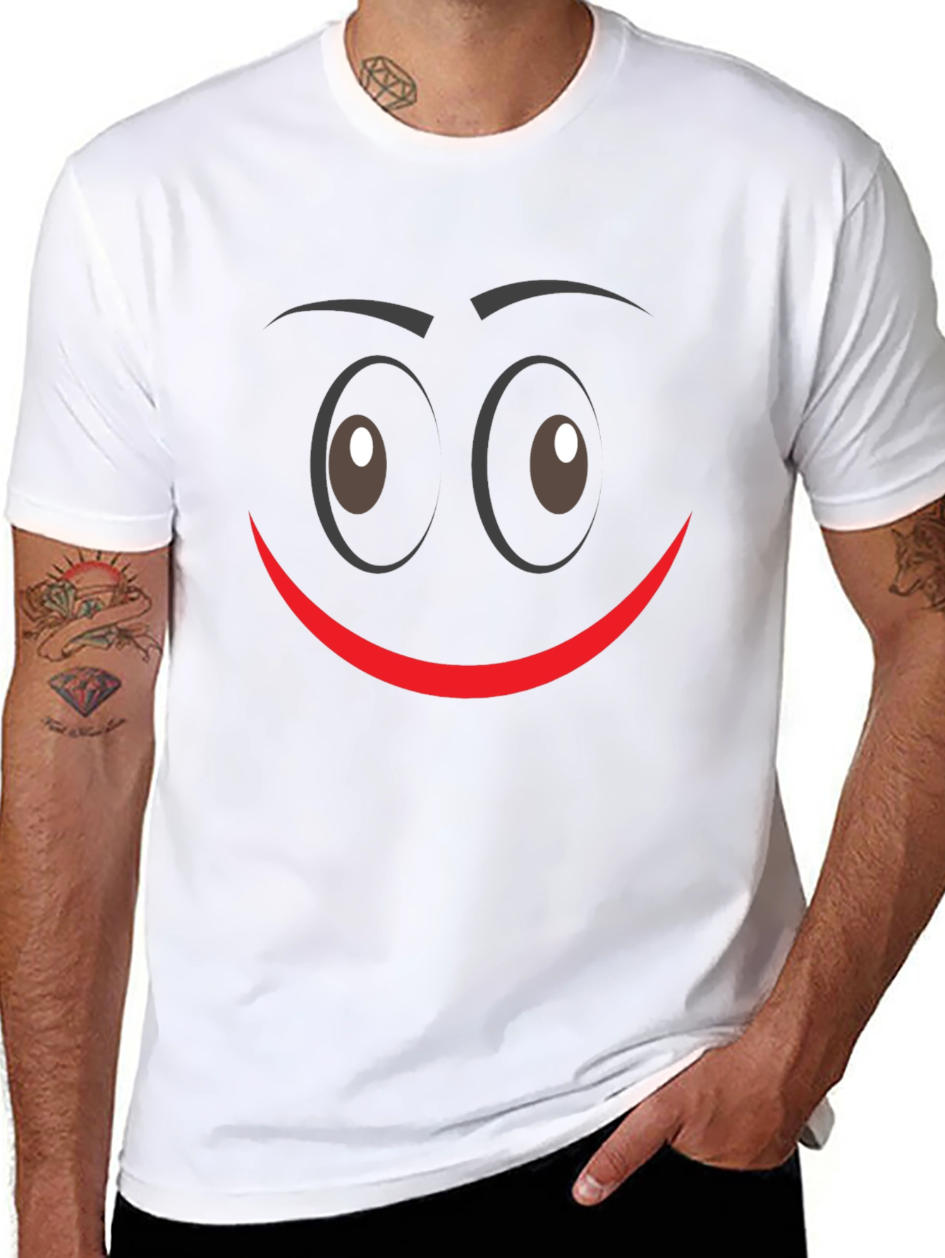 Black Funny Smiley Face Graphic Tee - Unisex Black T-Shirt view 8