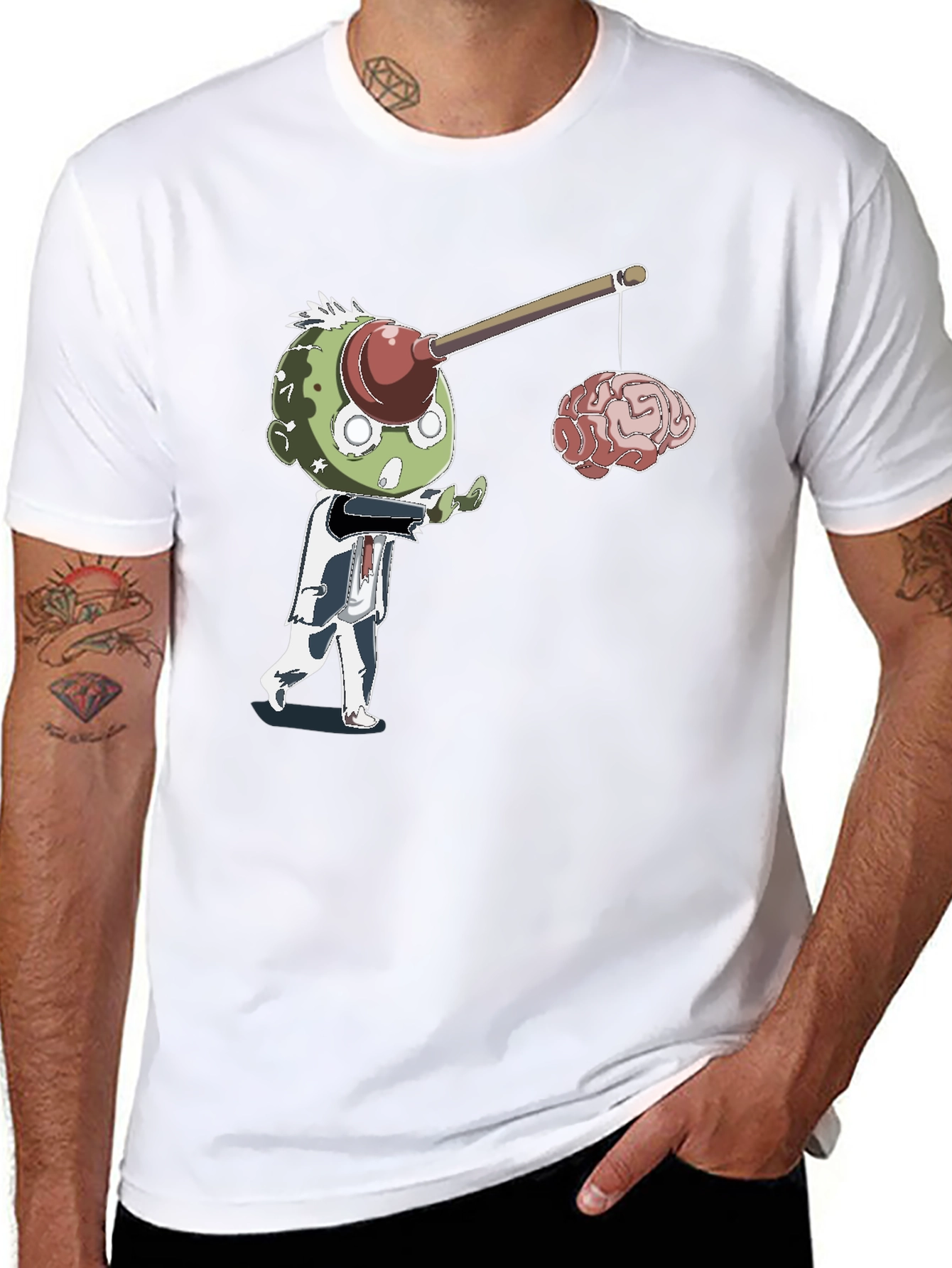 Black Zombie Brain Fishing T-Shirt view 8