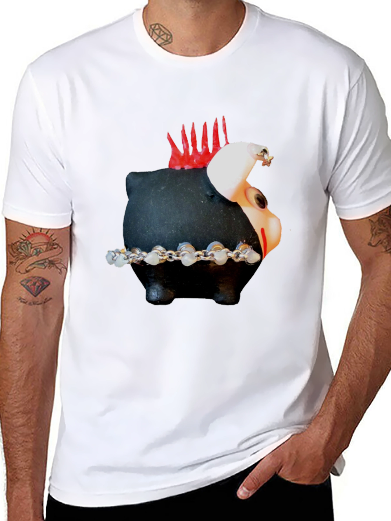 Black Punk Piggy Bank Graphic Tee - Black view 8