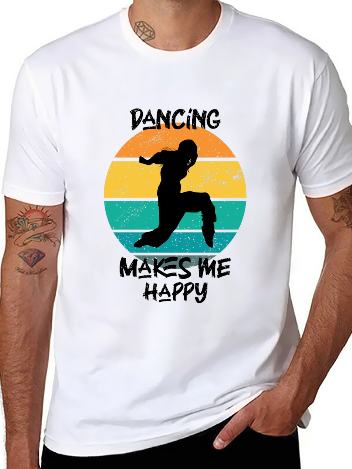 Black Dancing Makes Me Happy T-Shirt view 8