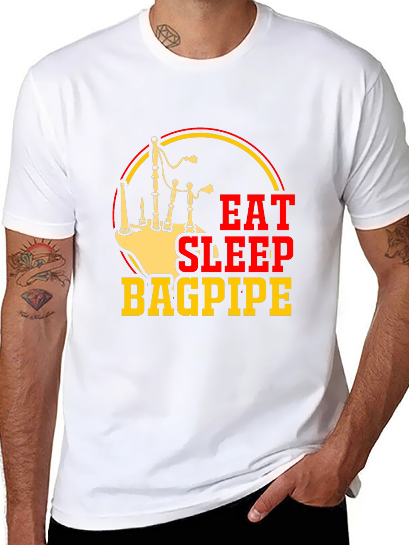 Black Eat Sleep Bagpipe T-Shirt | Musician Apparel view 8