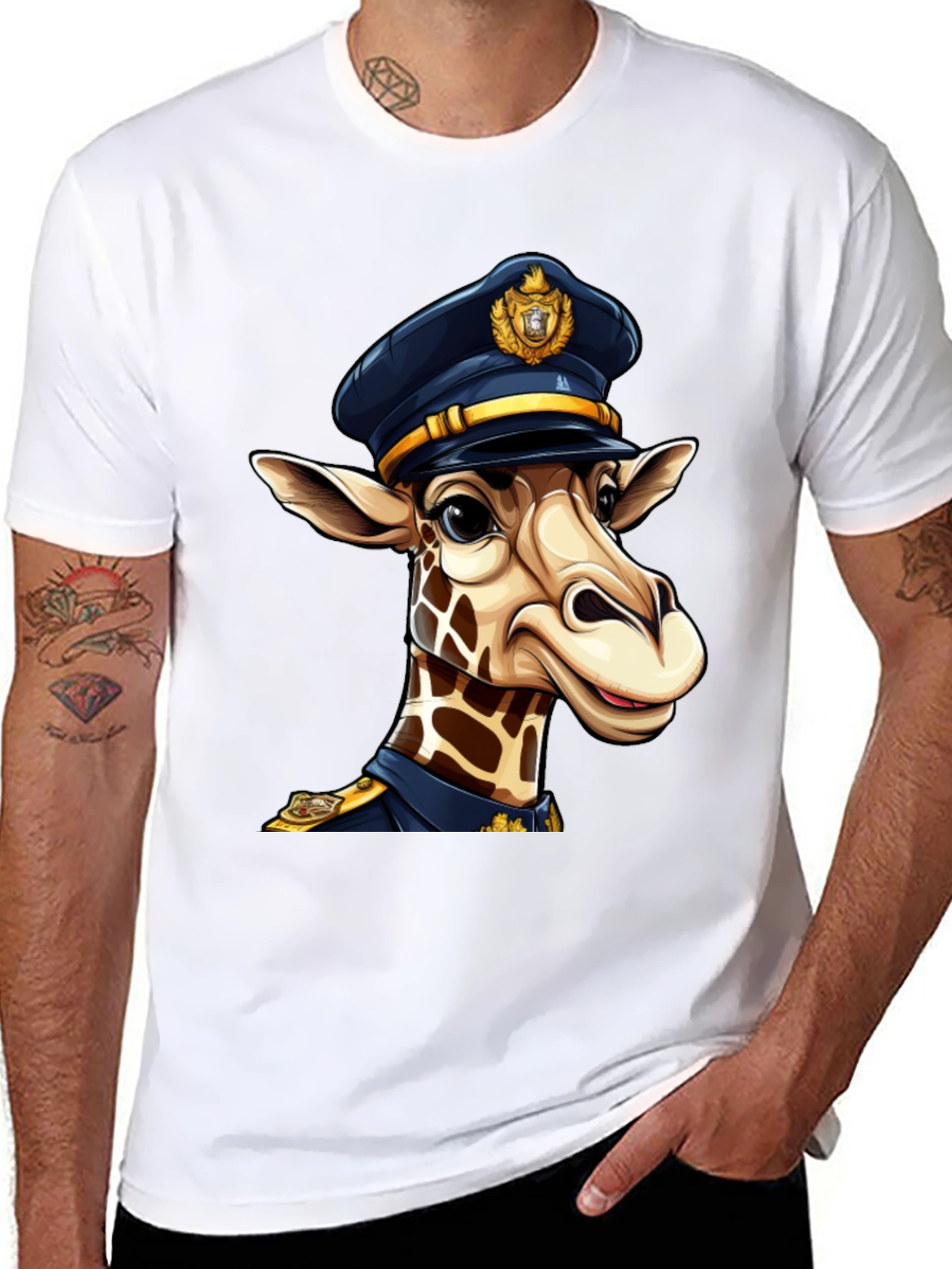 Black Giraffe Police T-Shirt - Unique Graphic Tee view 8