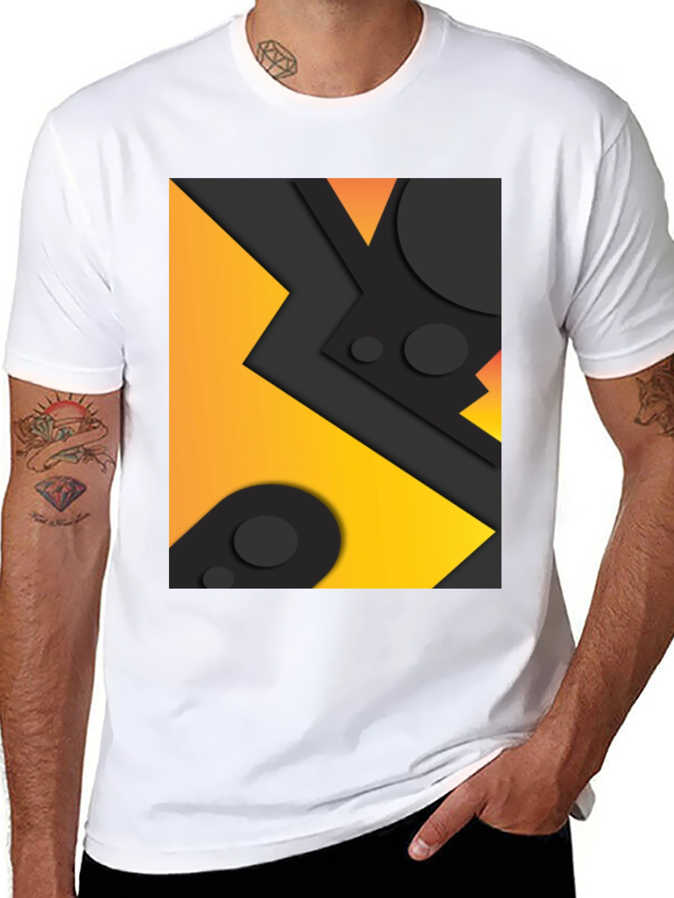 Black Geometric Abstract Graphic Tee - Black view 8