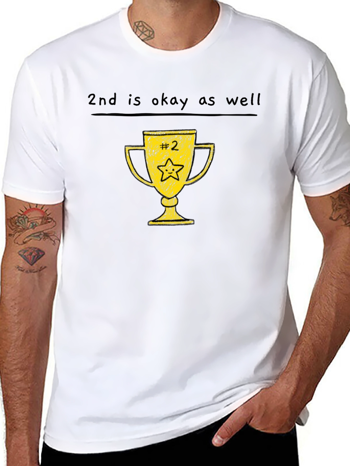 Black 2nd Place Trophy Tee - Funny Runner Up T-Shirt view 8